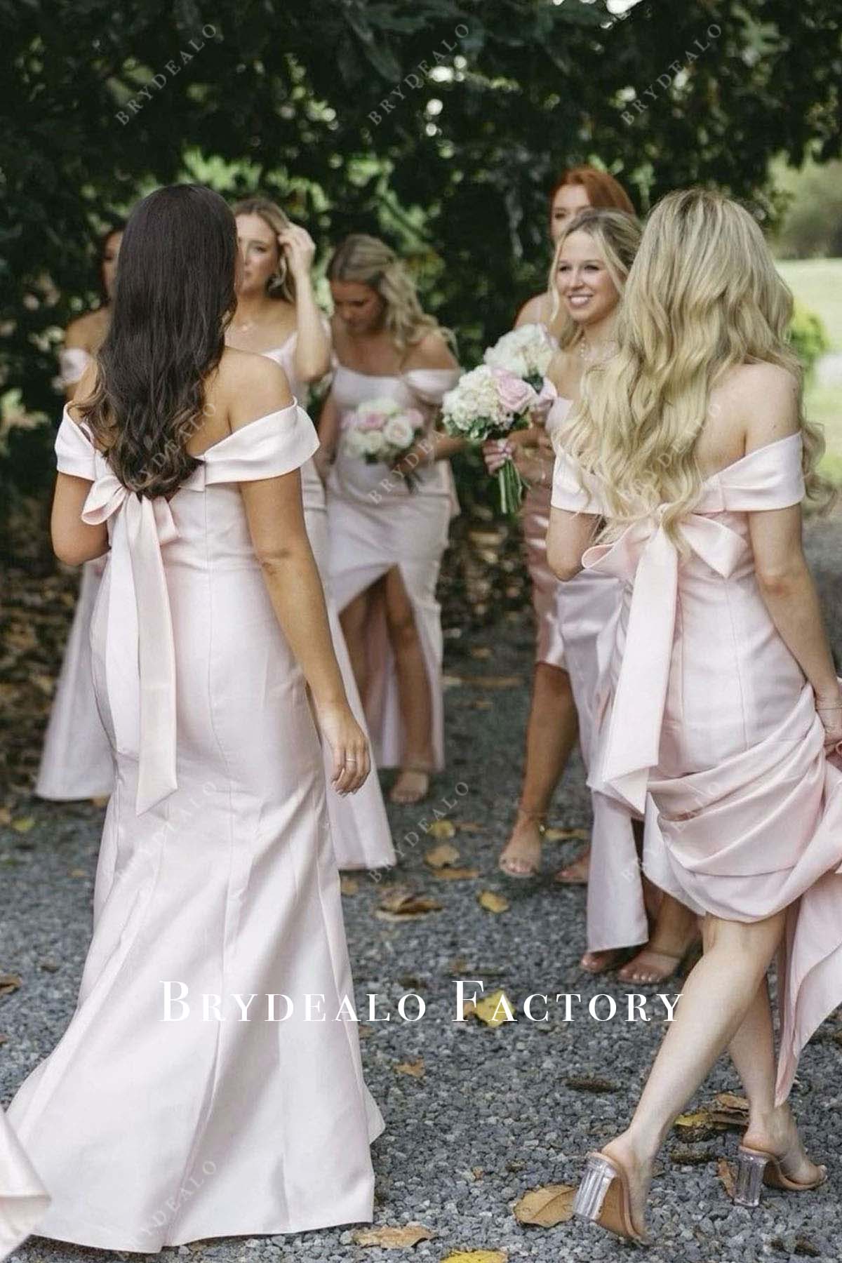 v-back big bow bridesmaid dress