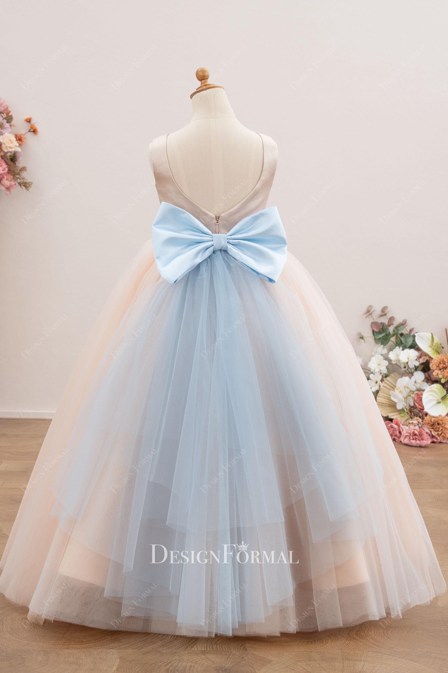 v back tulle flower girl dress