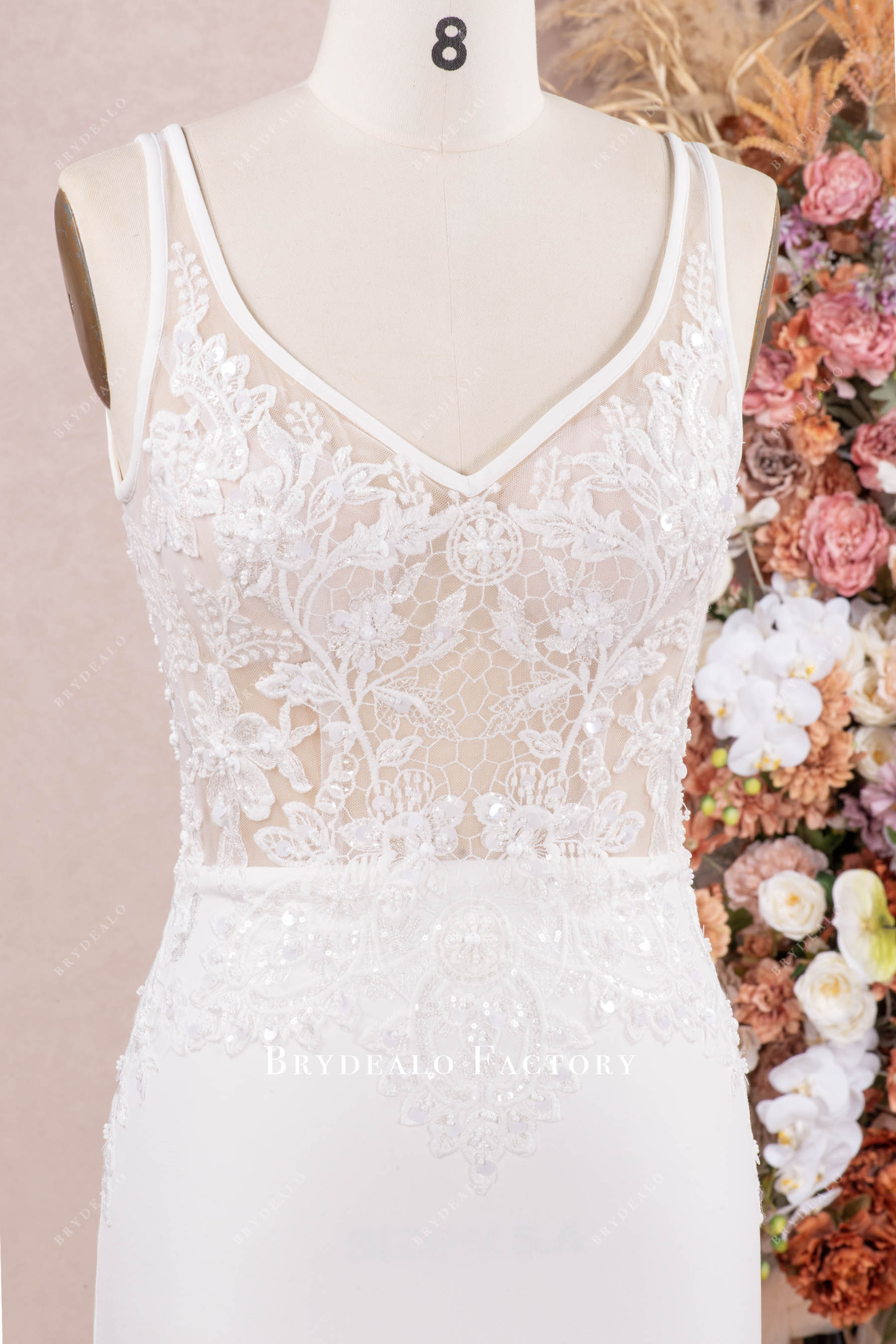 v neck wedding dress