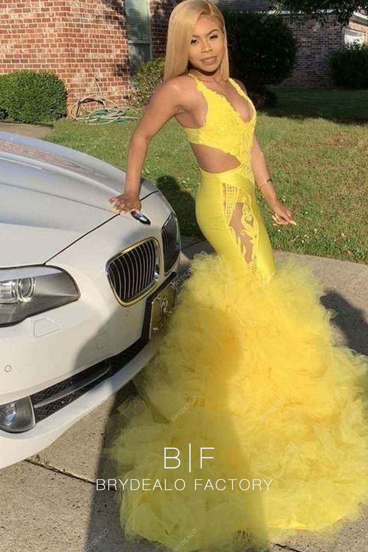 Yellow Halter Prom Dresses