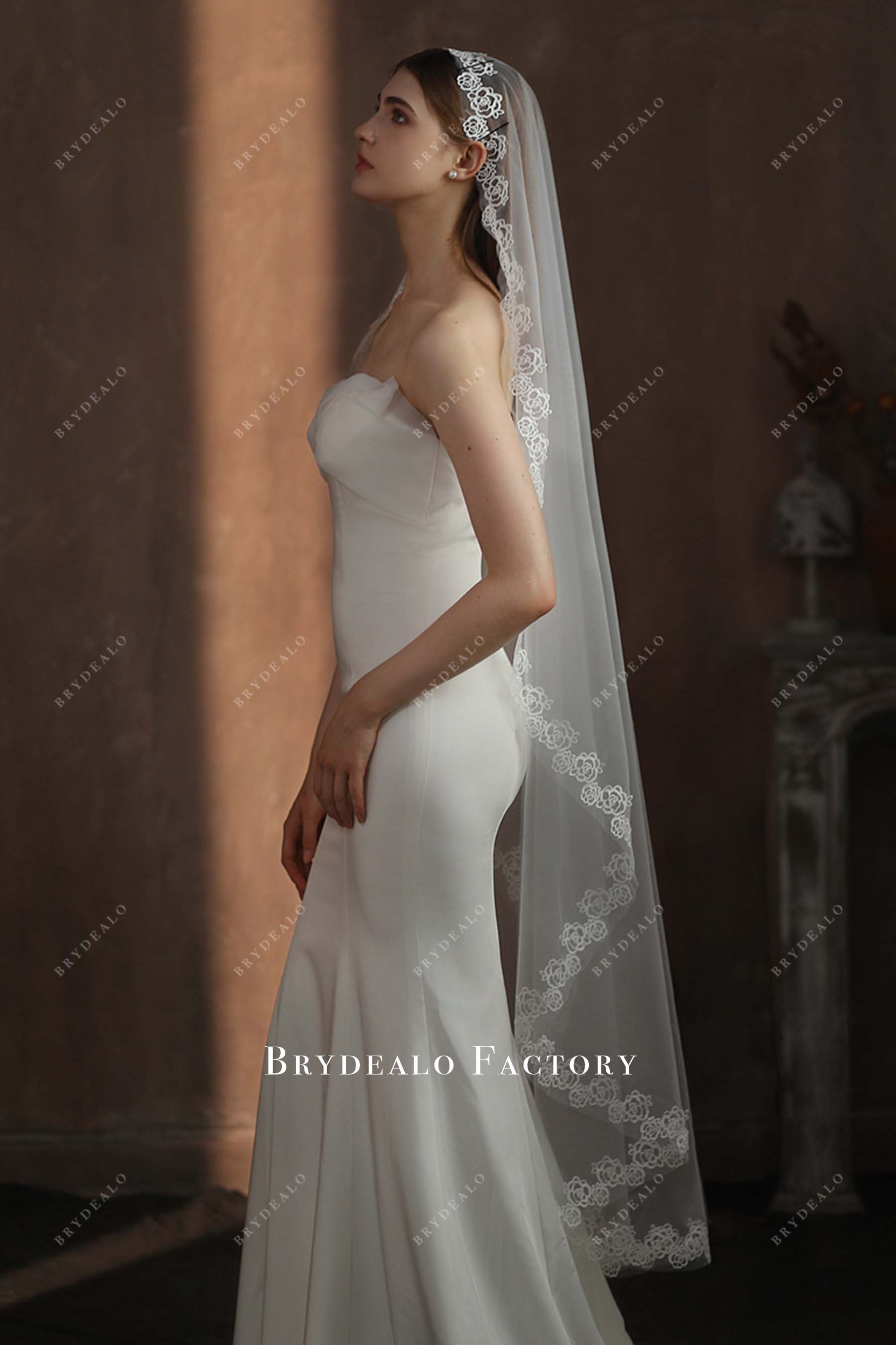 waltz length tulle bridal veil