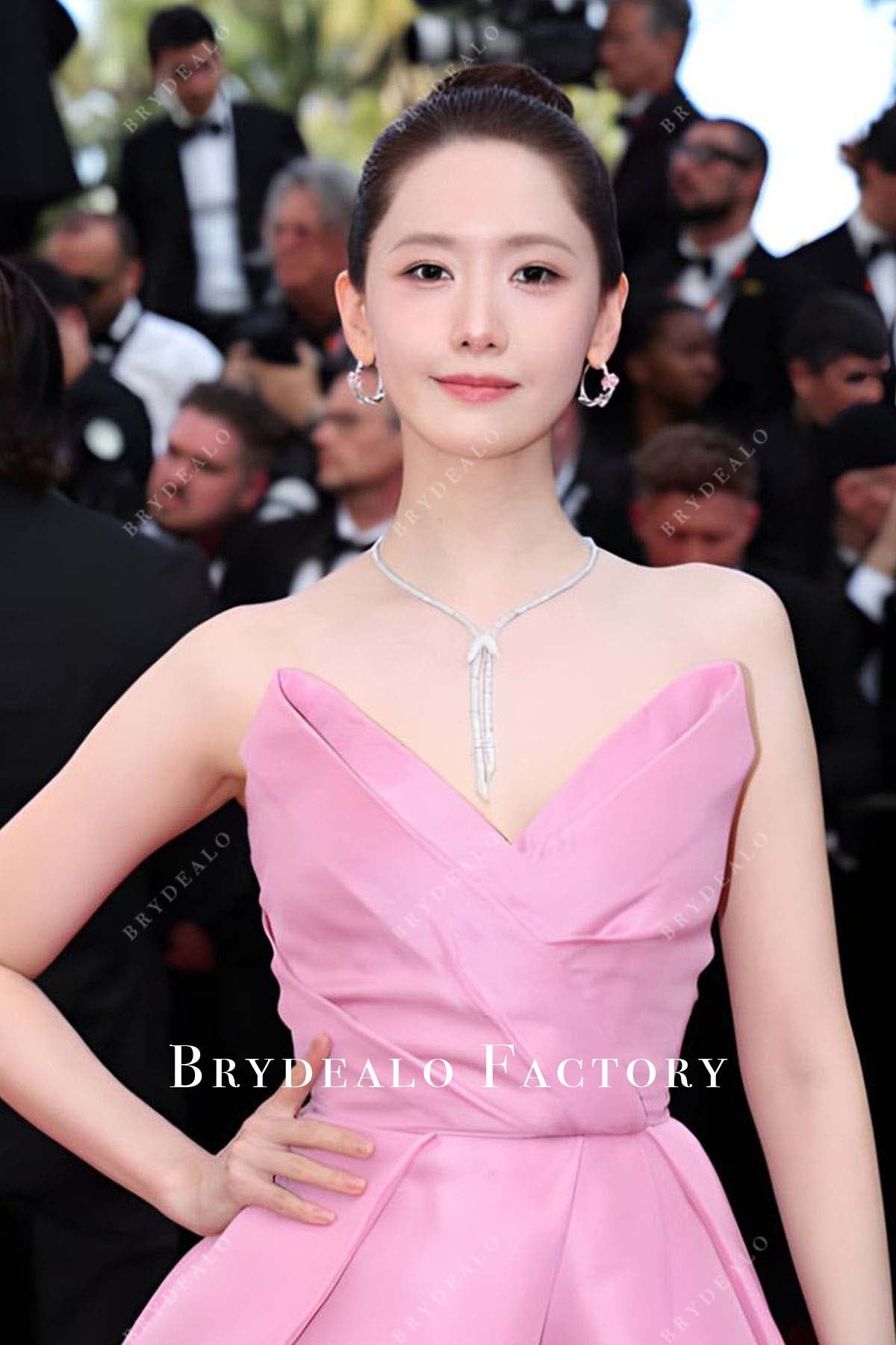 Yoona v-neck pink dress 2024 Cannes Film Festival