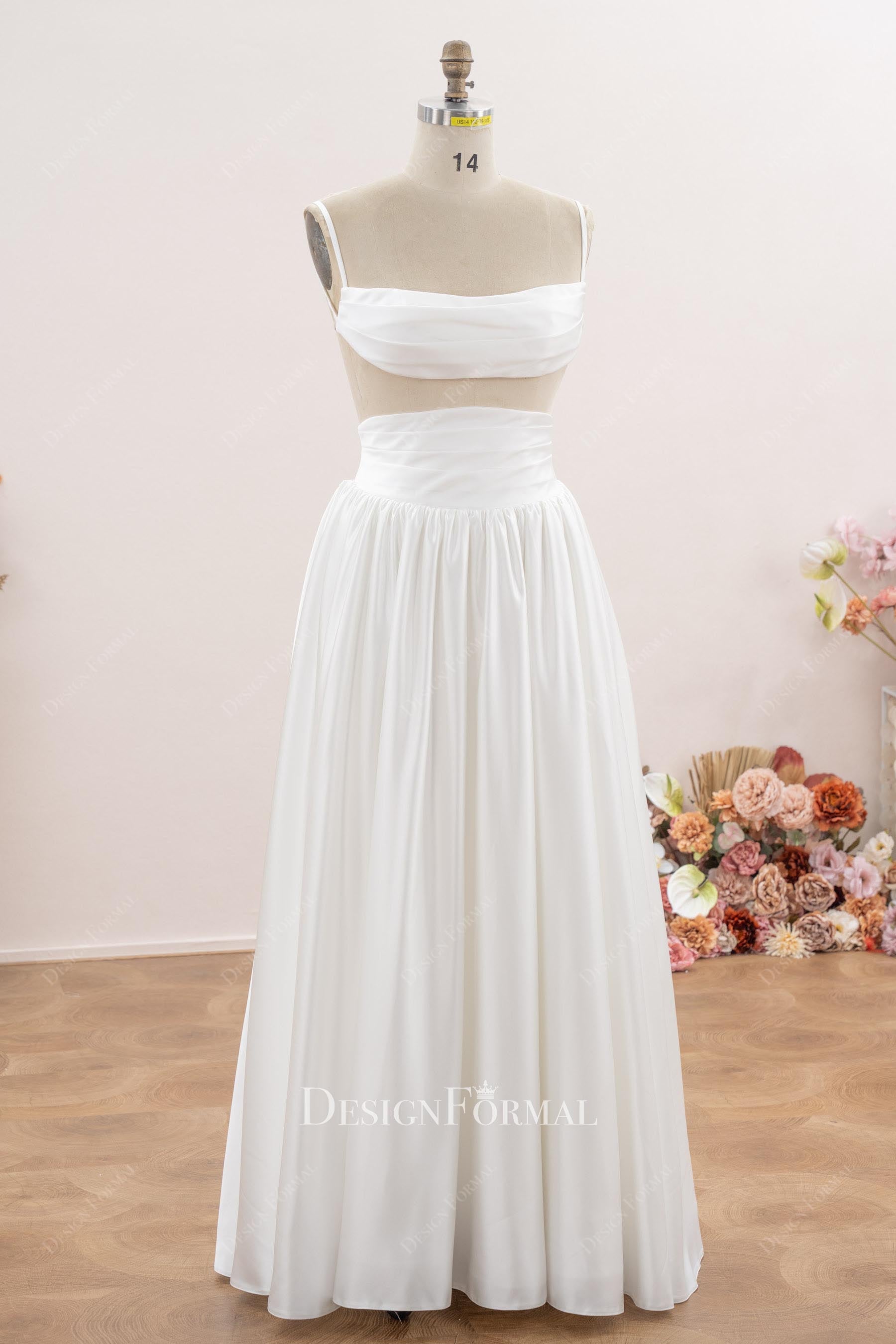 a line floor length two piece wedding dress