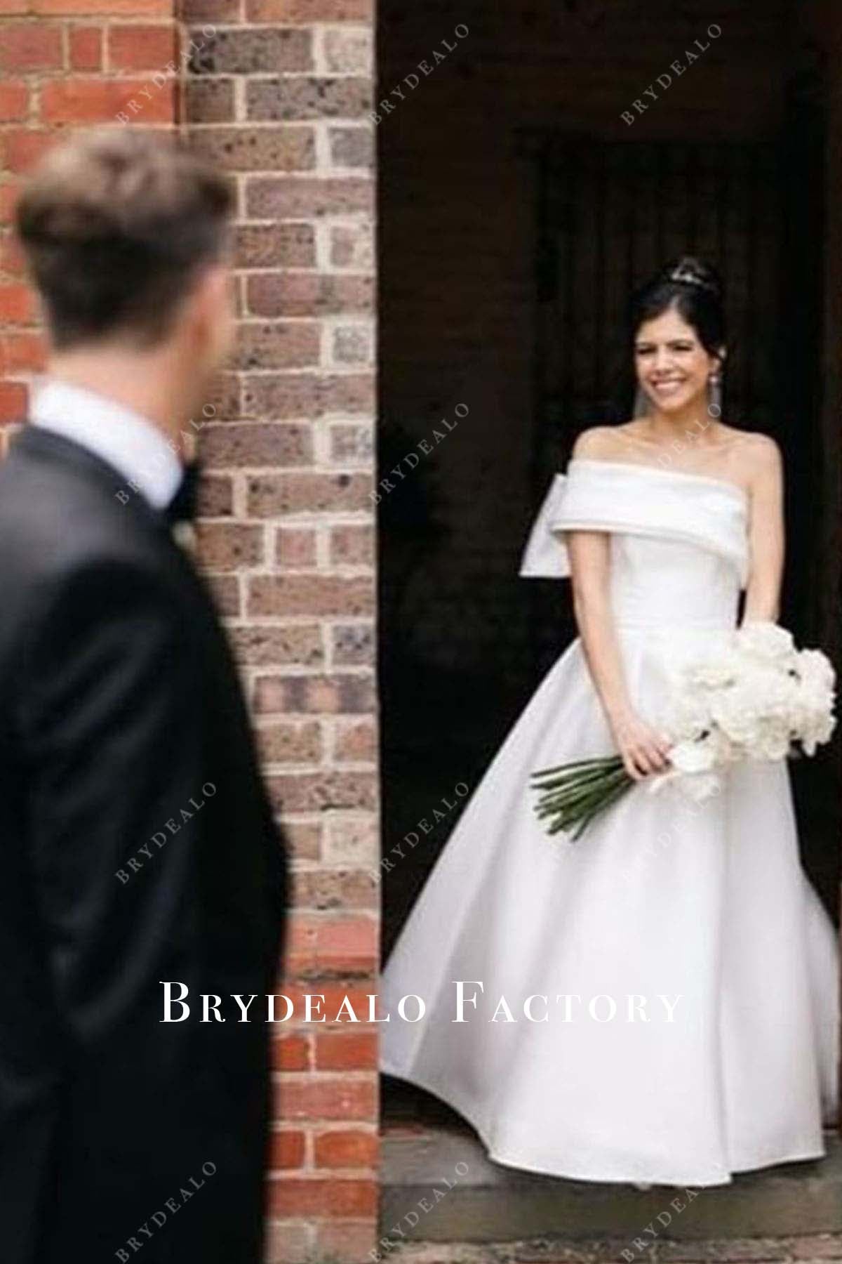 a line floor length wedding dress