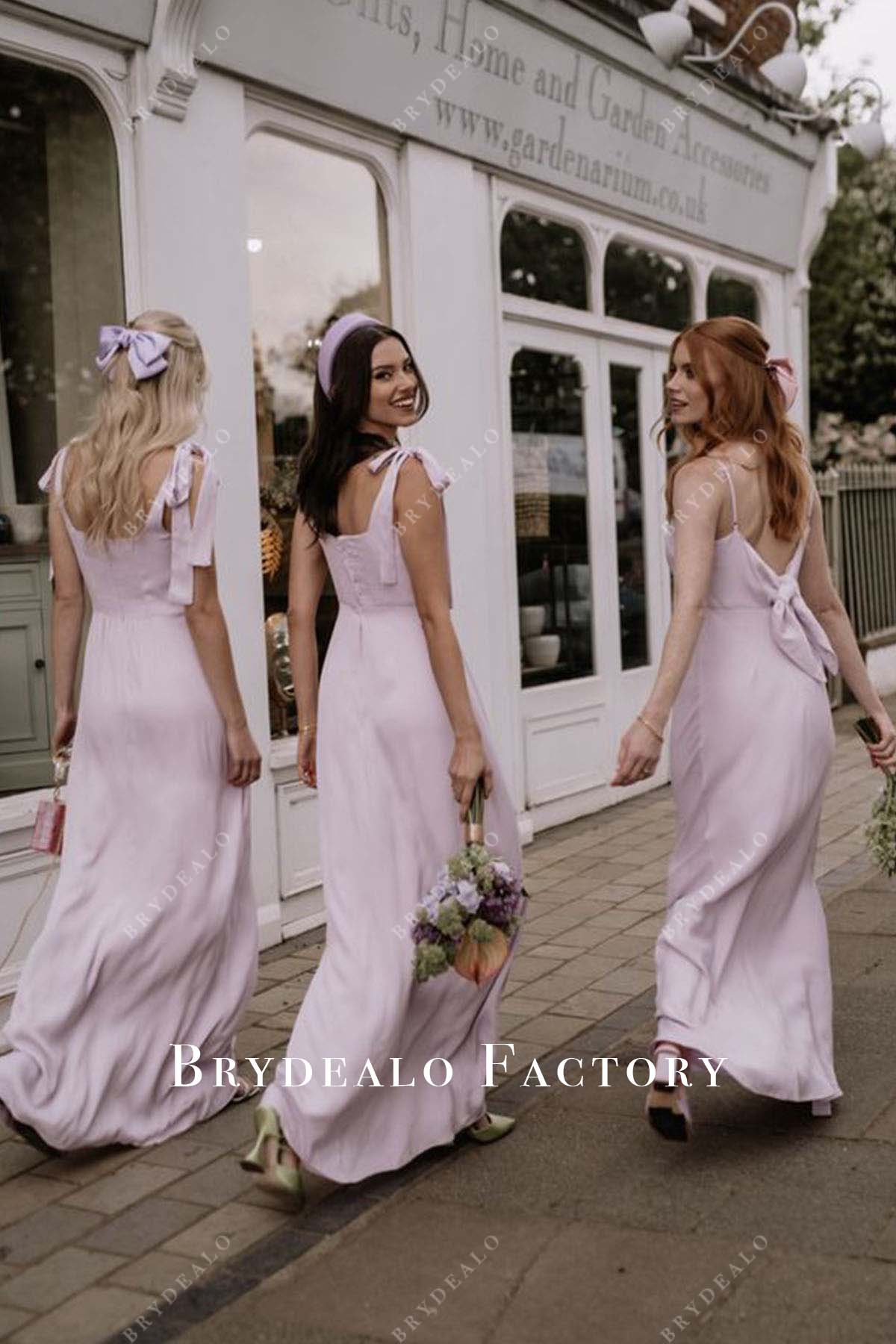 a-line floor length mismatched bridesmaid dresses