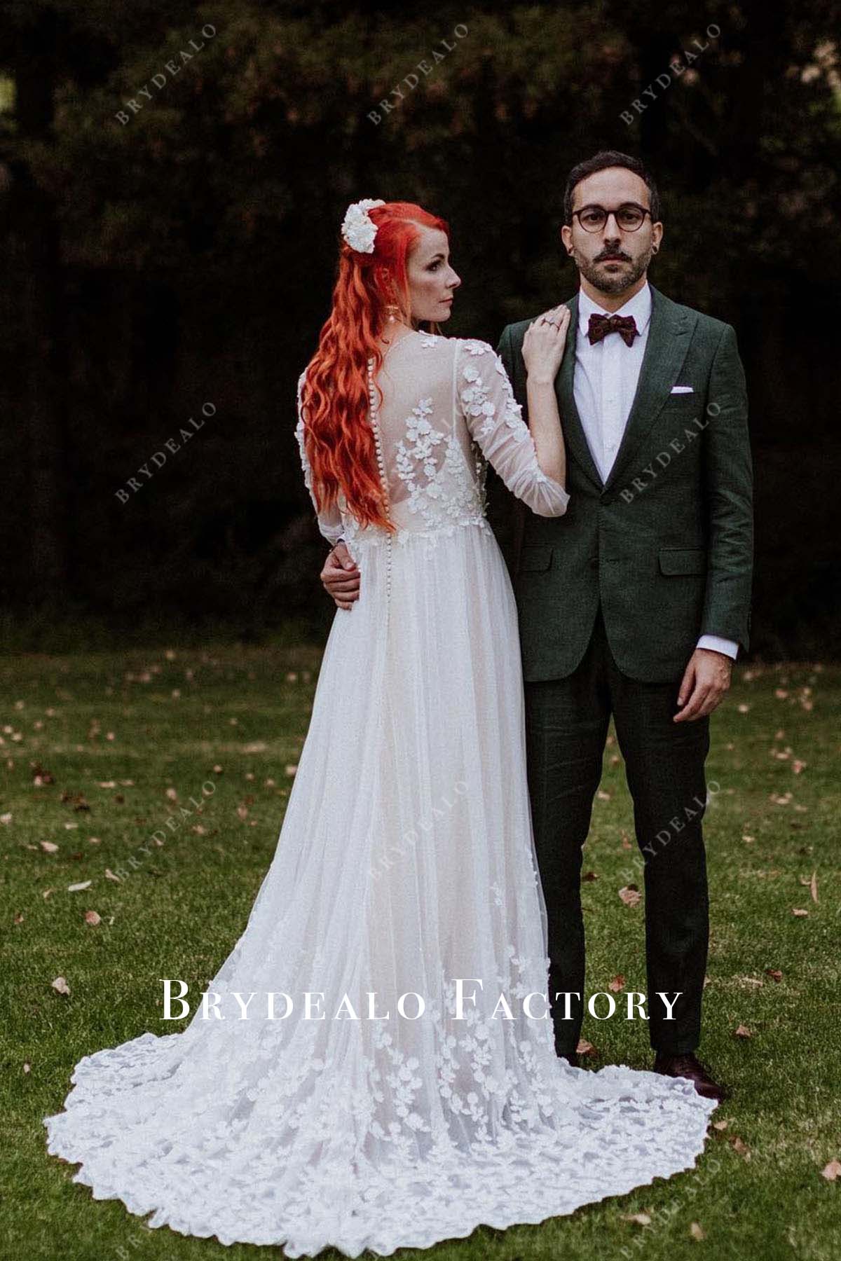 a line sweep train wedding dress