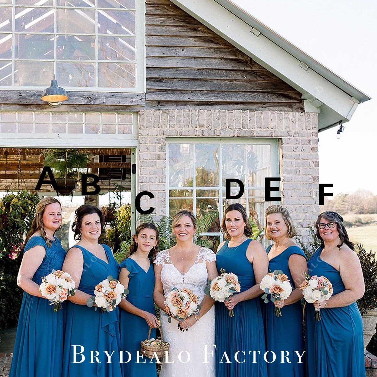 aegean blue bridesmaid dresses BABARONI BABARONI Chiffon Dusty Blue Bridesmaid Dresses Scoop Floor-length Flutter Sleeves with Slit A-line, Dusty Blue / US0