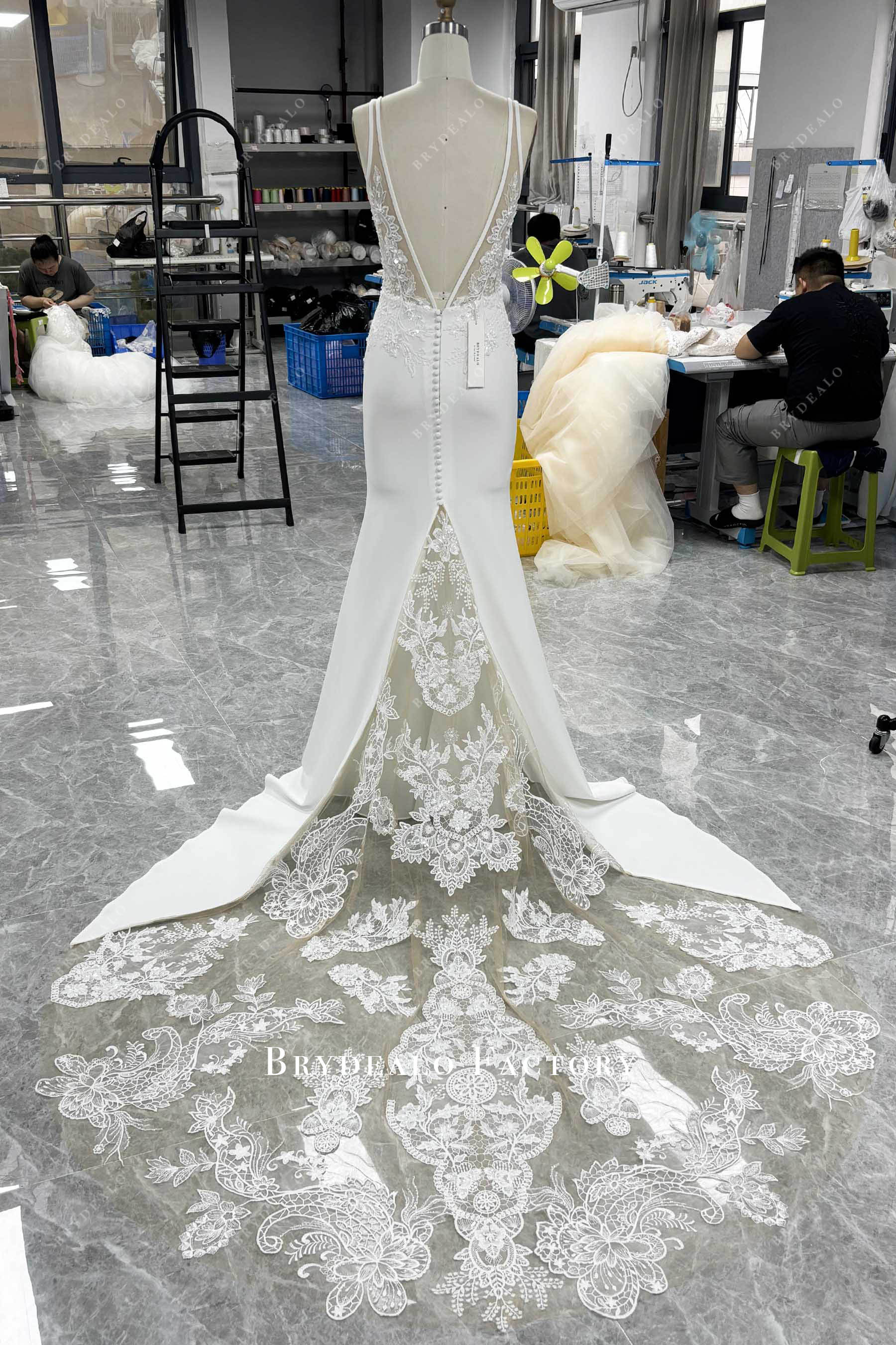 alluring godet lace bridal dress