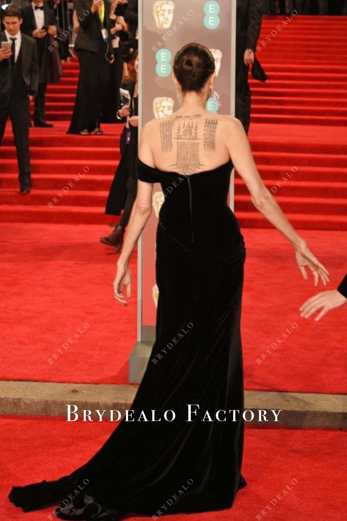 Angelina Jolie black long train dress 2018 BAFTAs