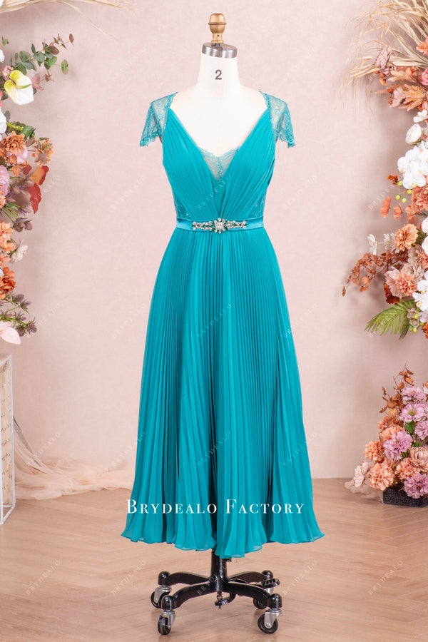Sumptuous Jade Pleated Gown