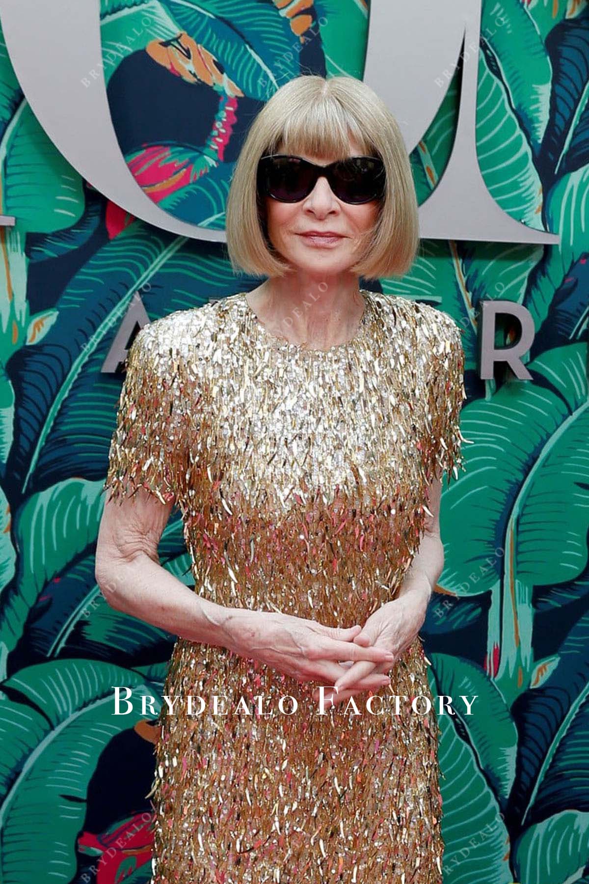 Anna Wintour Gold Sparkly Dress 2023 Tony Awards