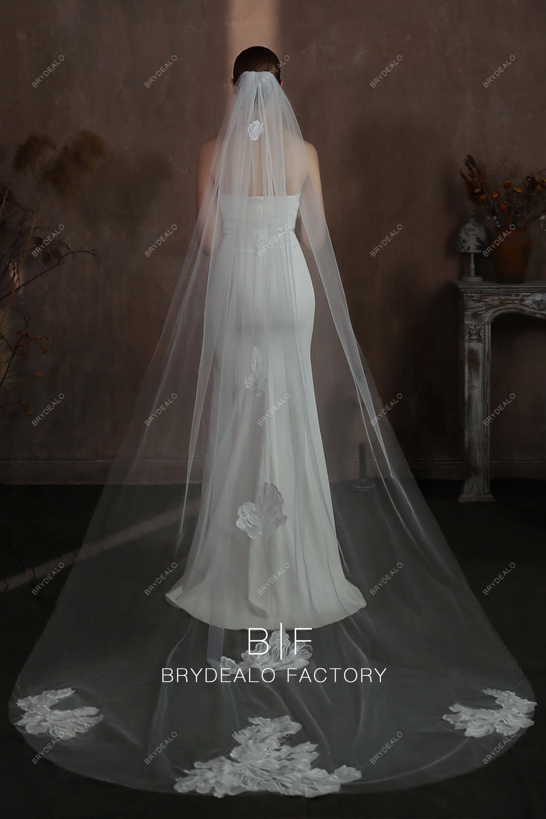 appliques scattered bridal veil