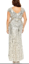 Custom Silver Sequins Rose Gold V-neck Long Prom Dress