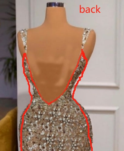 Custom Sparkly Beading Sequins Floor Length Slit Prom Dress