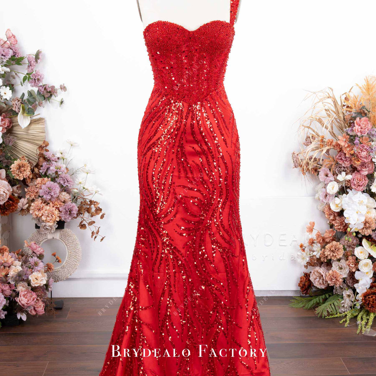 Beaded One Shoulder Sweetheart Corset Mermaid Prom Dress Beaded One Shoulder Sweetheart Corset Mermaid Prom Dress