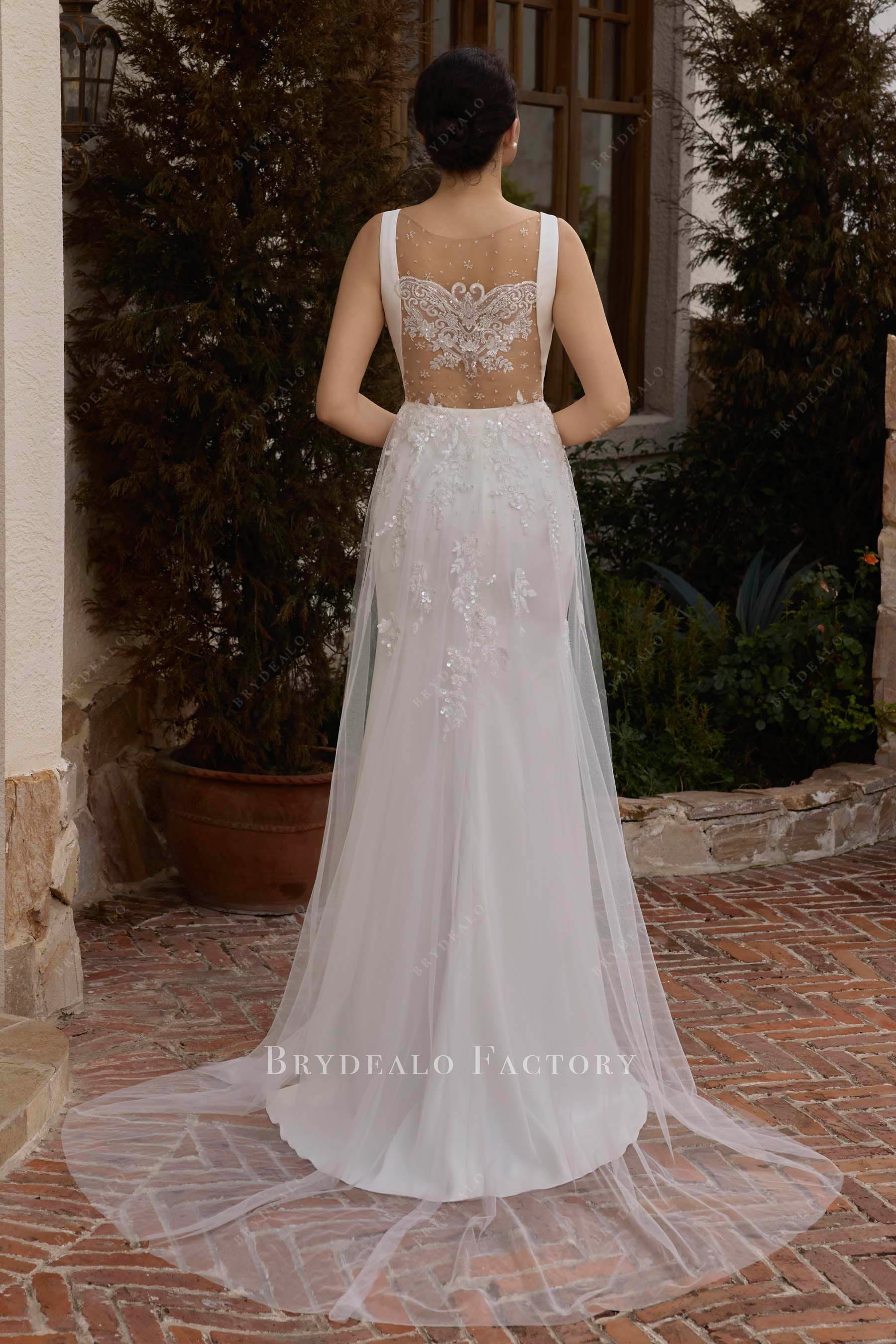 beaded butterfly back bridal dress