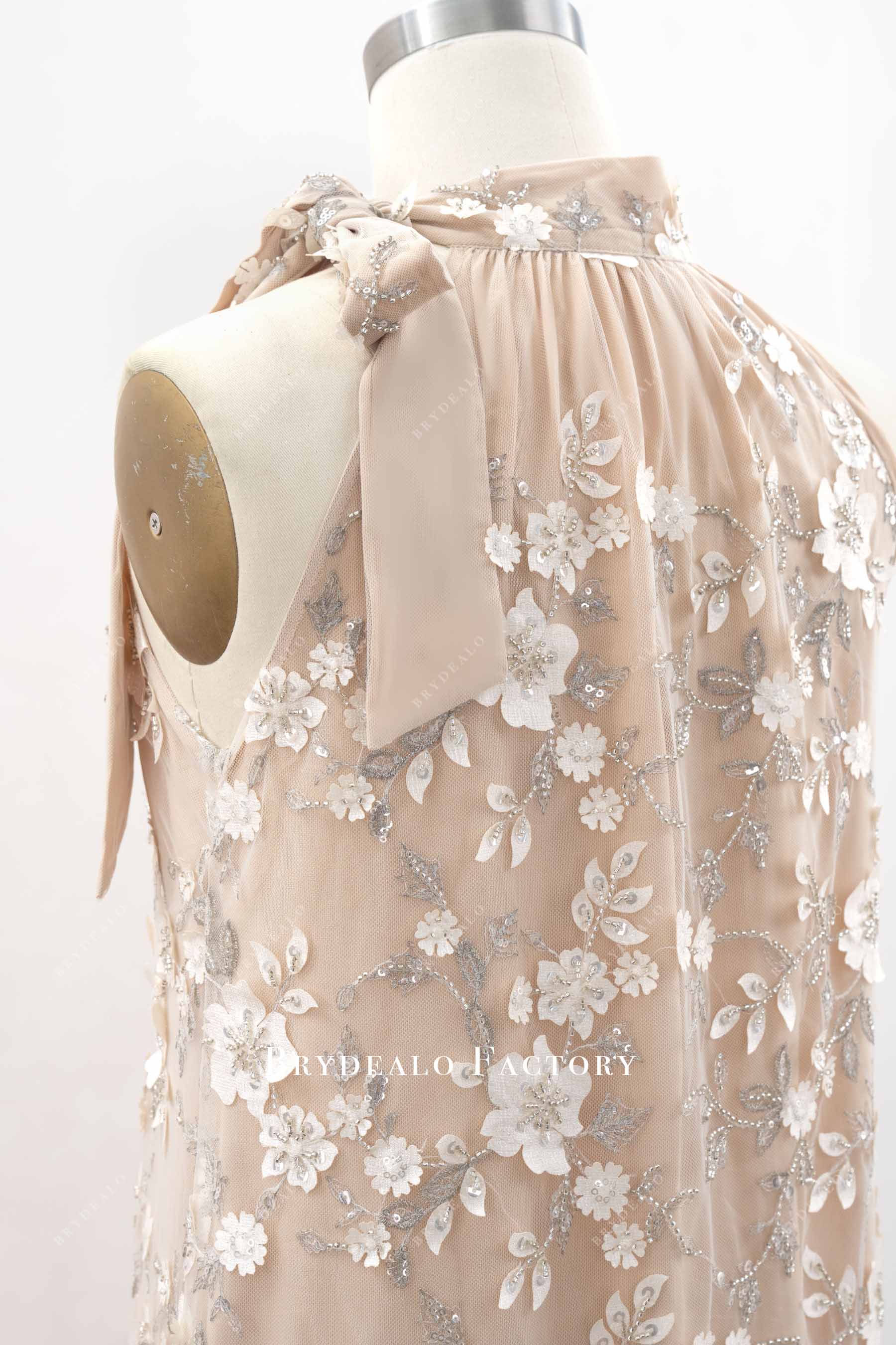 beaded flower lace bridal dress