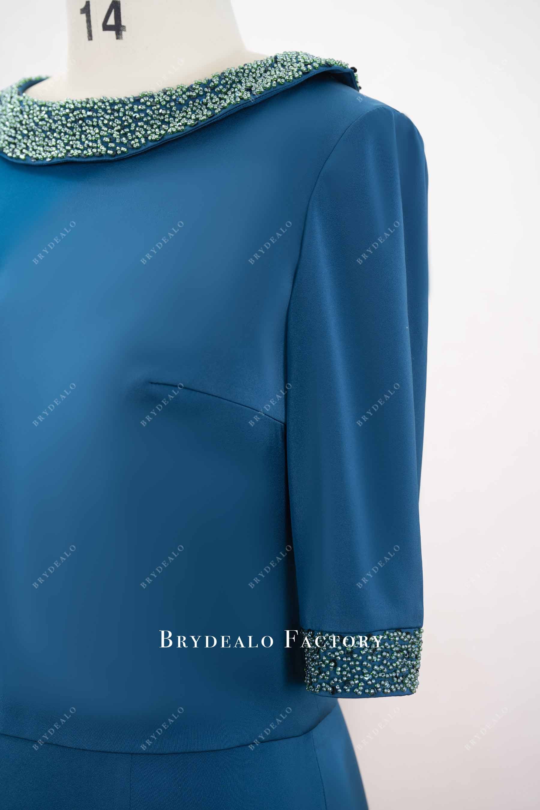 beaded half sleeve evening dress