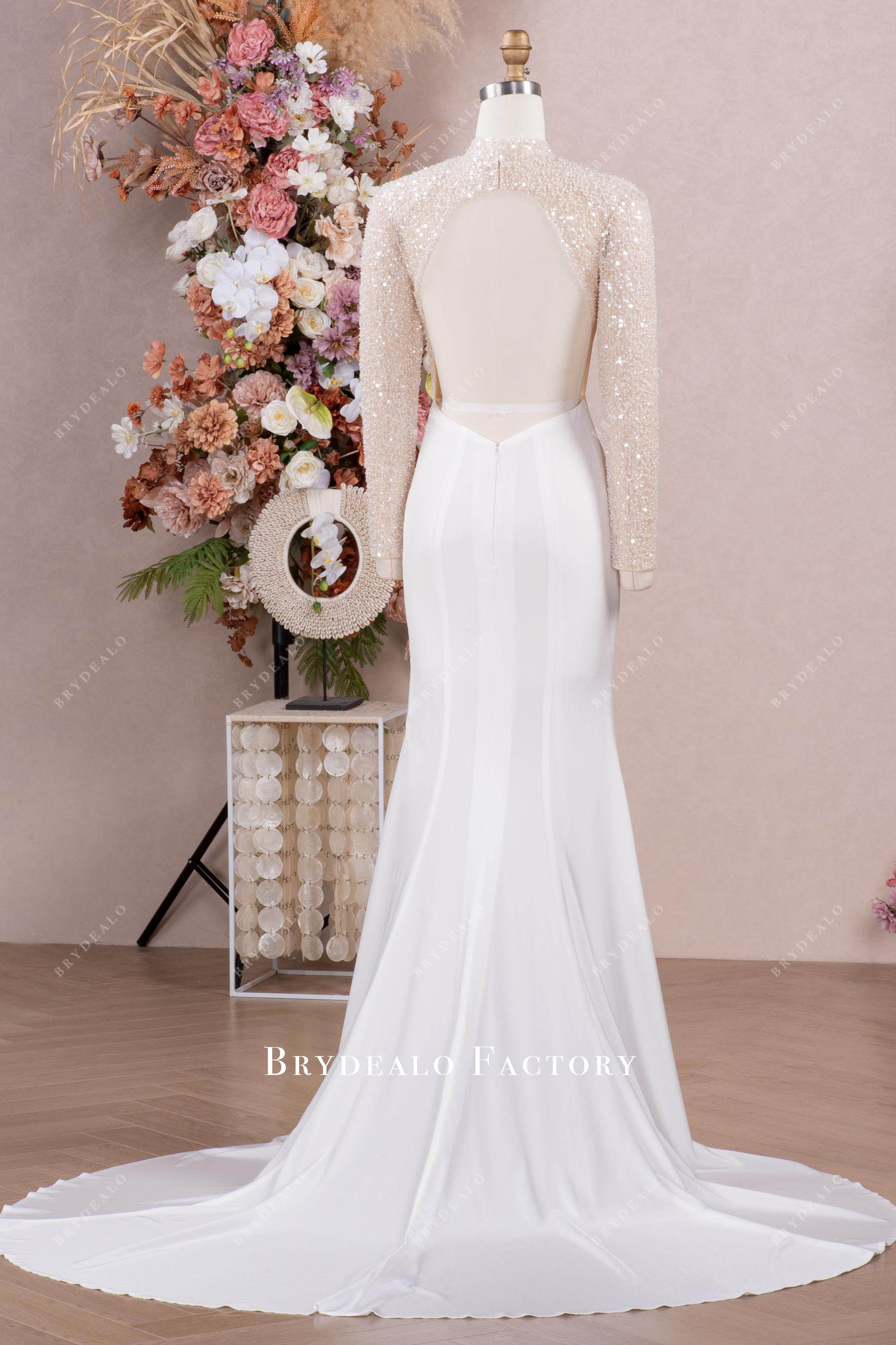 beaded keyhole back jersey mermaid prom gown