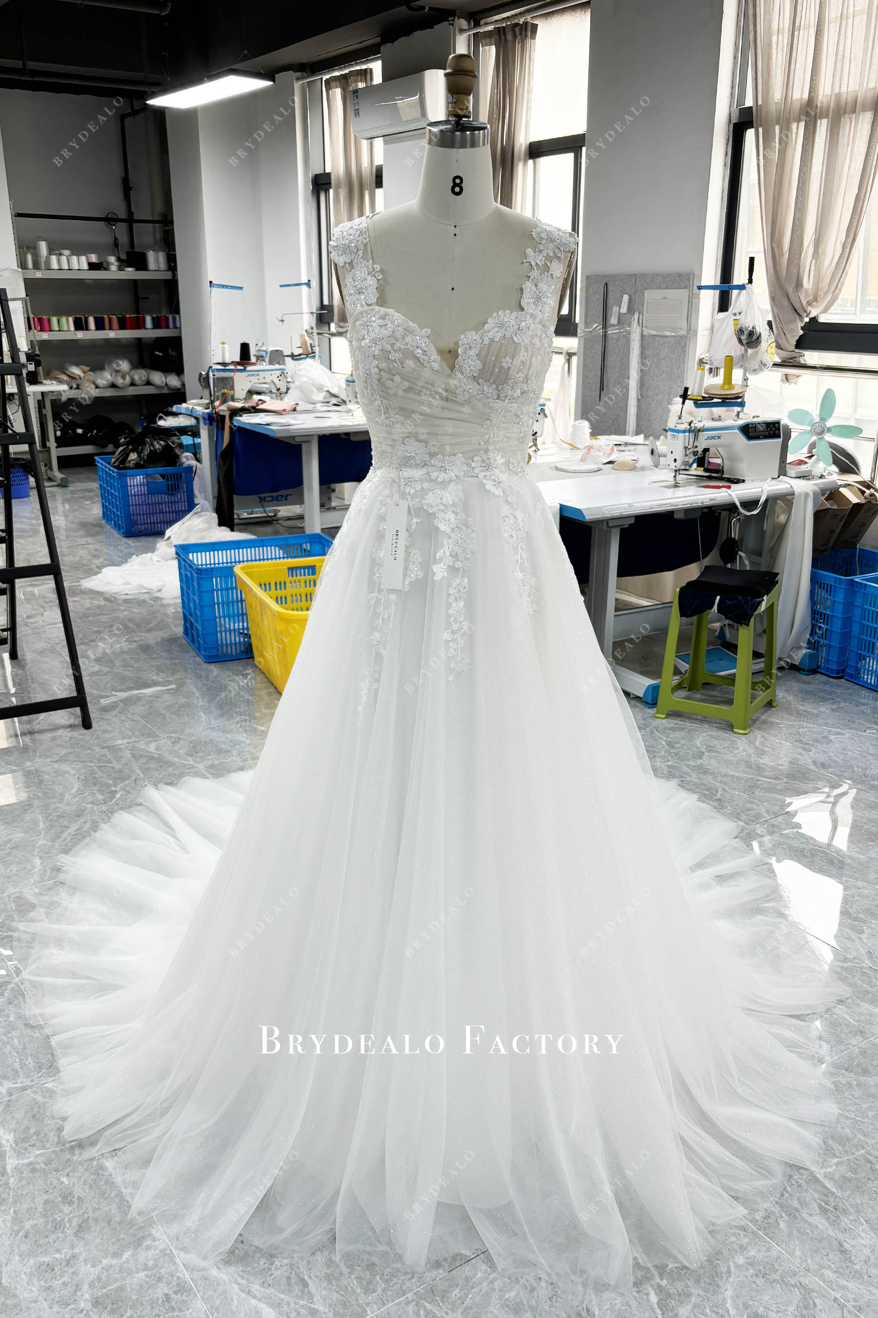 beaded lace a line wedding dress