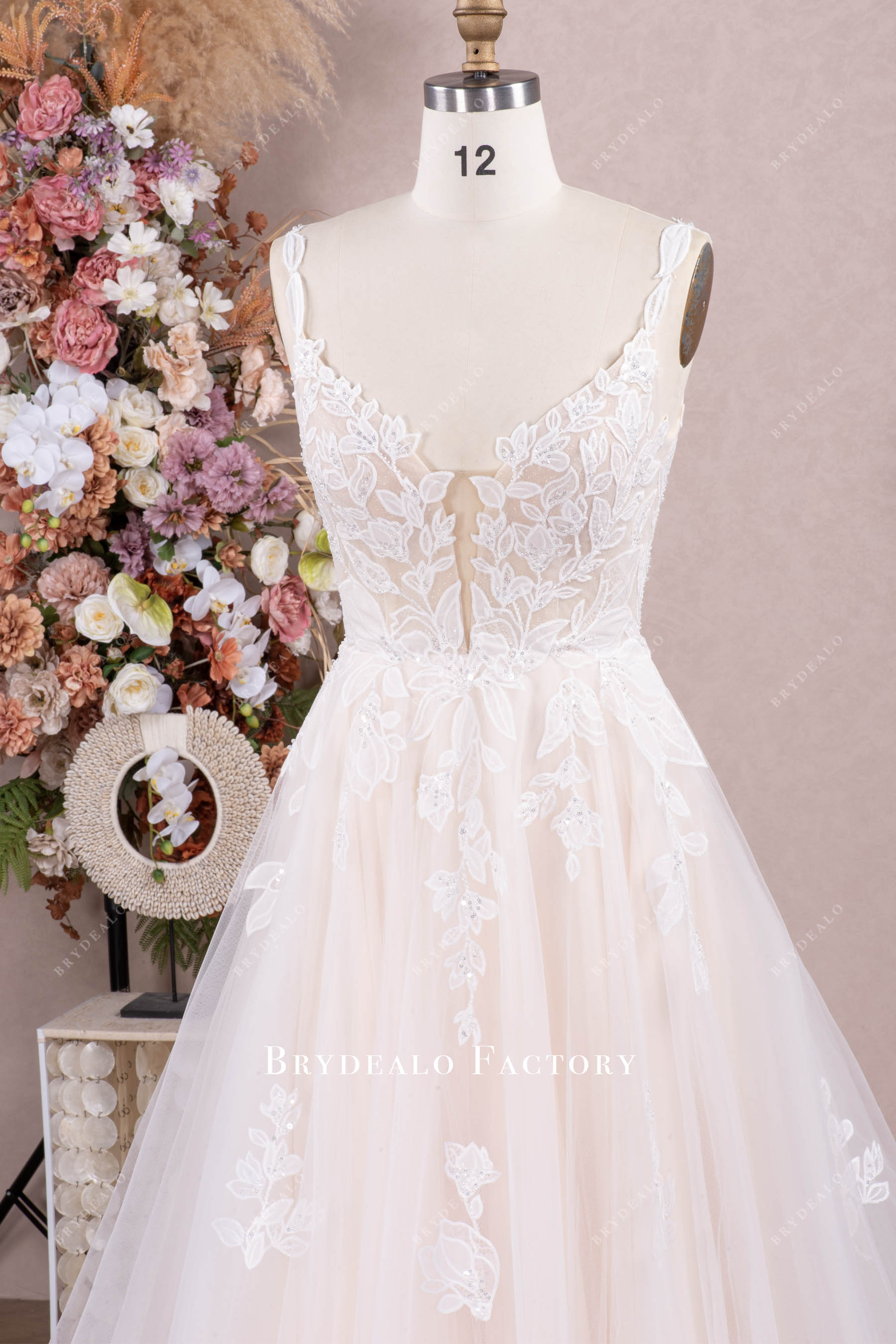 beaded lace bridal dress