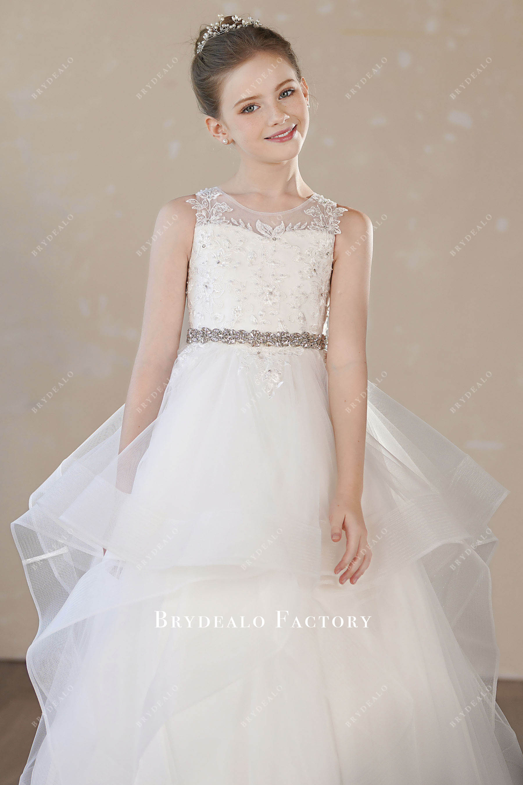 beaded lace flower girl dress