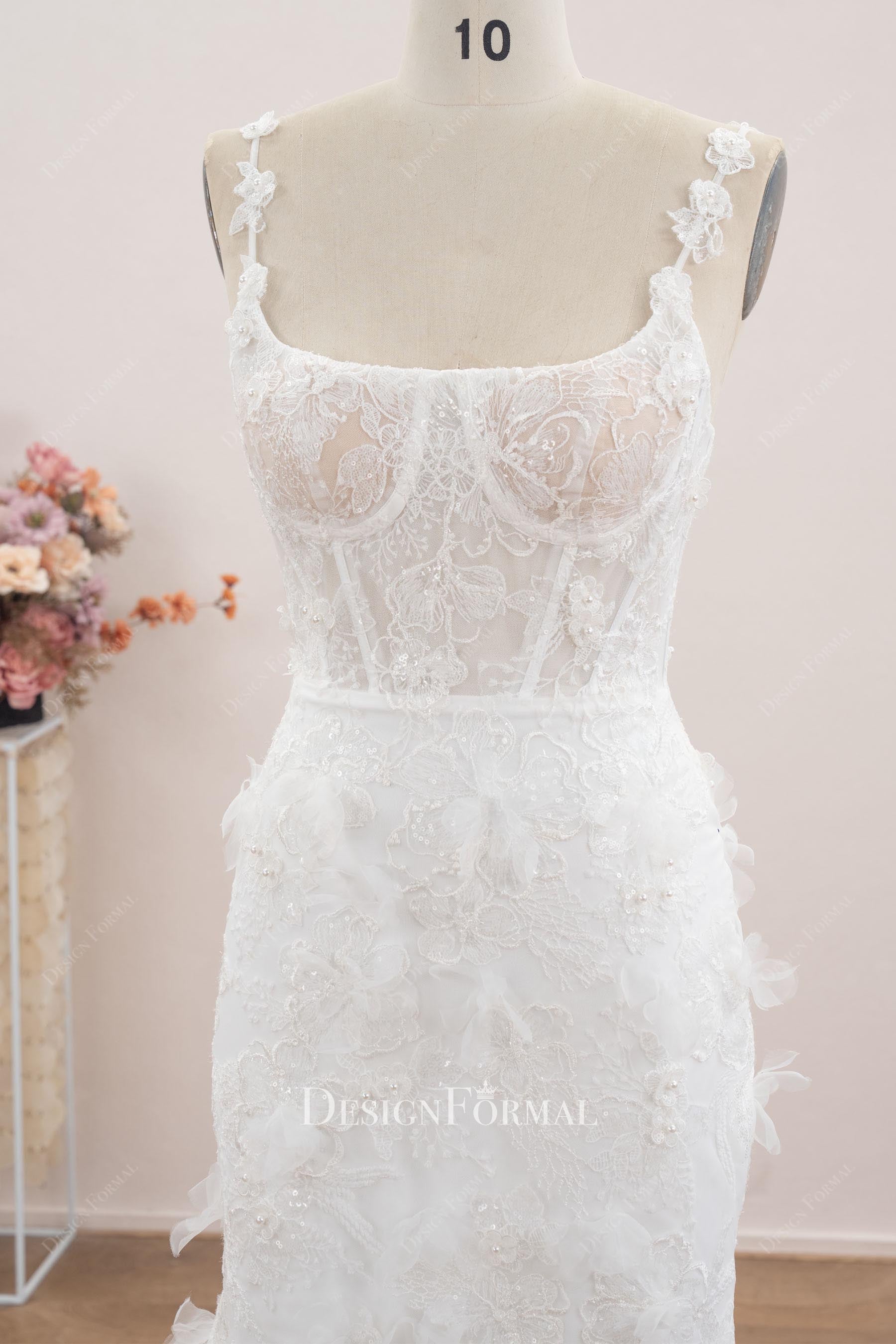 beaded lace illusion bodice wedding dress