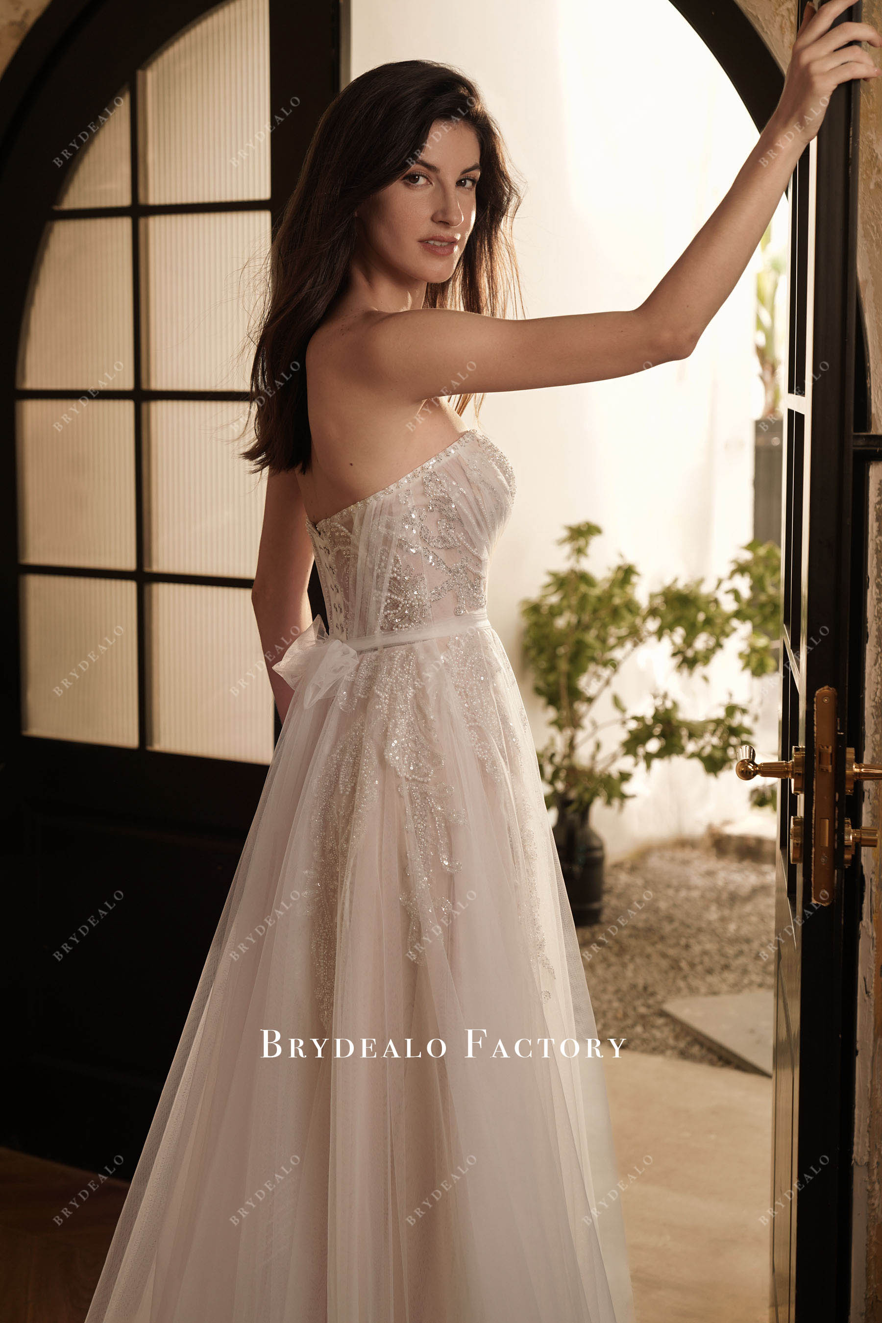 beaded lace wedding dress