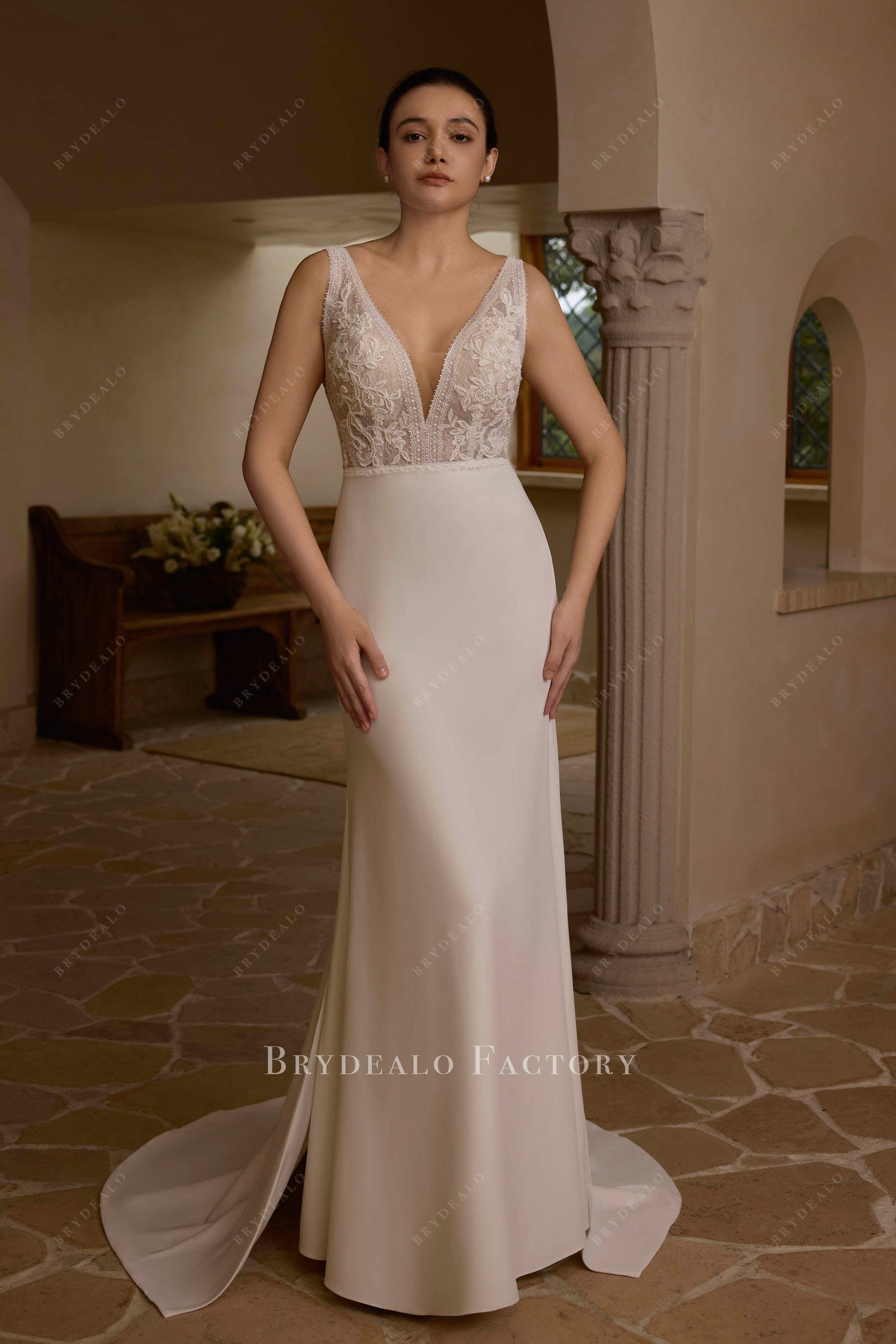 beaded lace wedding dress