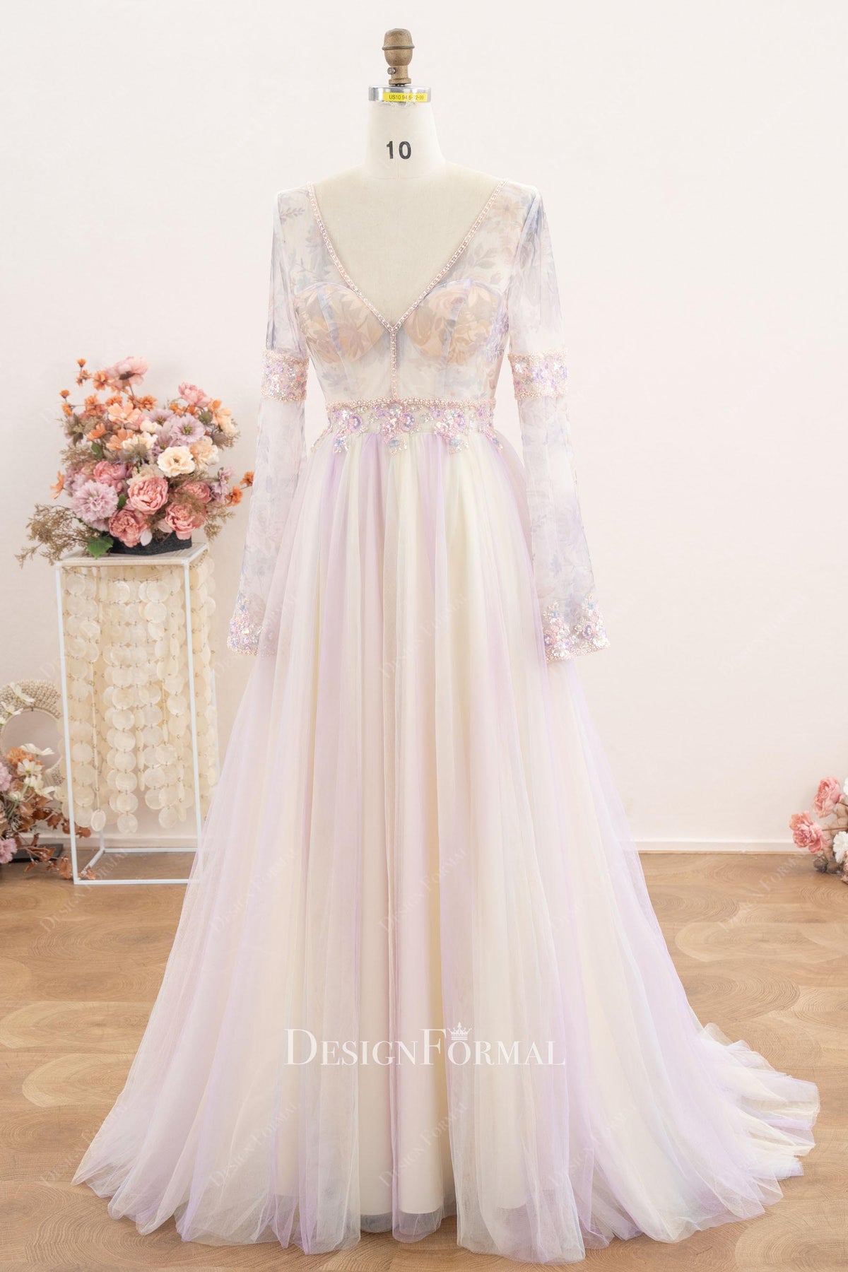 beaded open back wedding dress