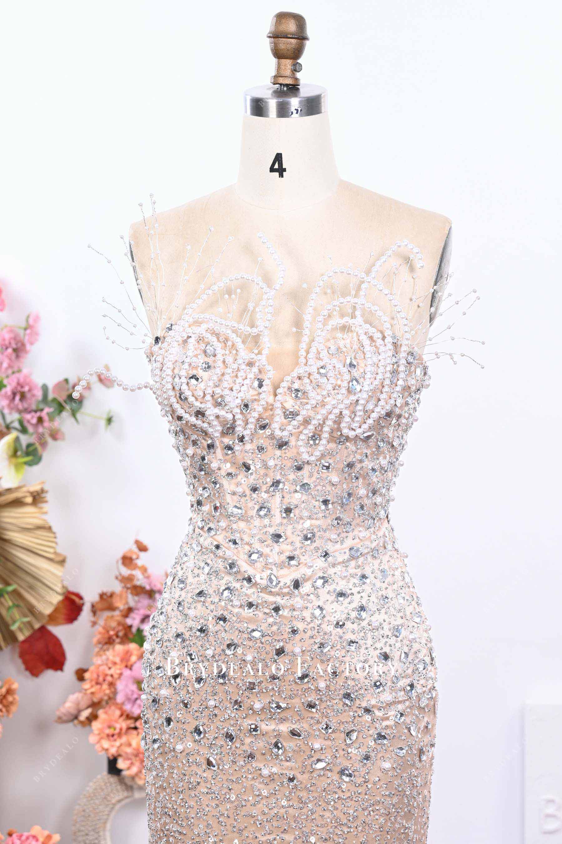 beaded strapless prom dress