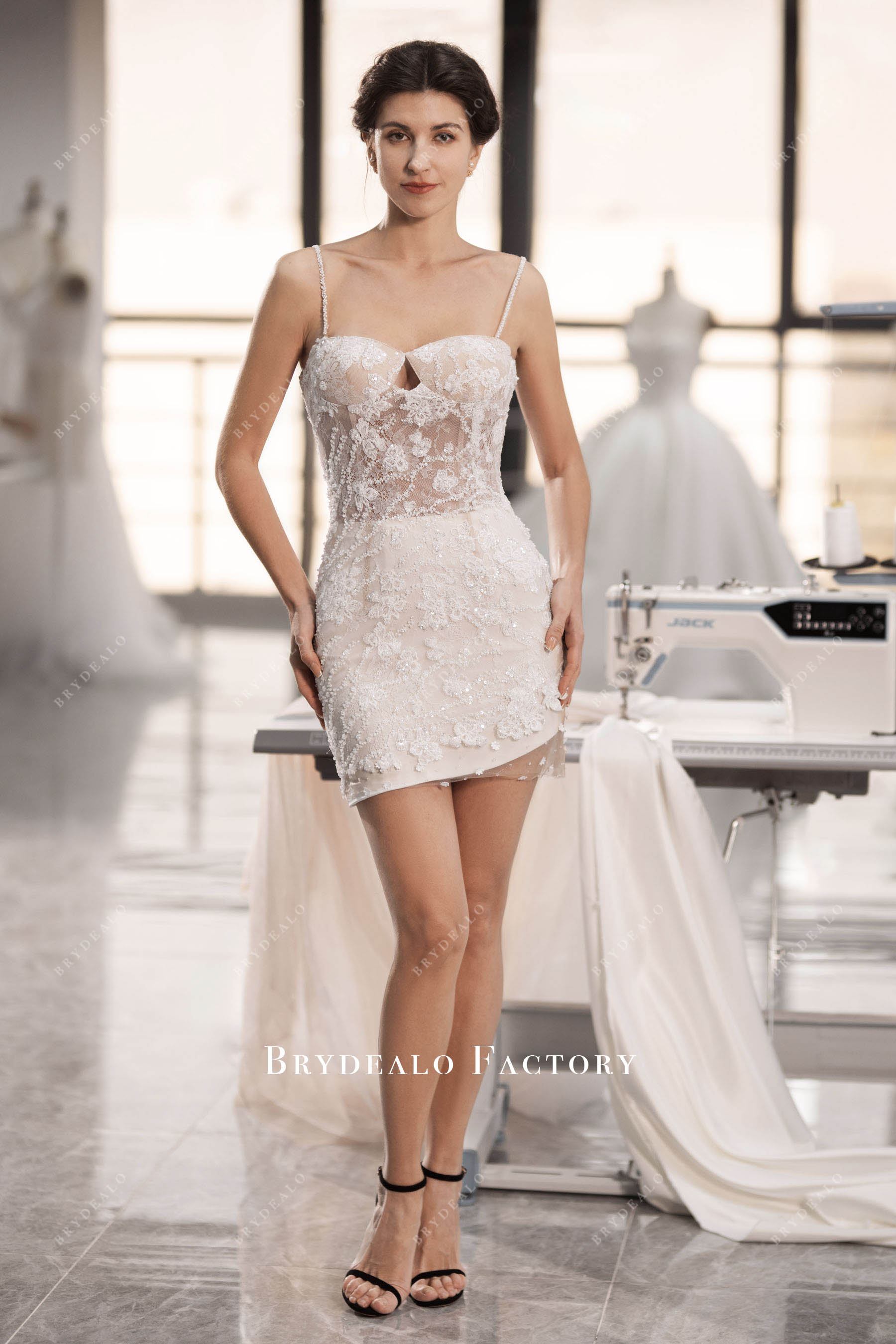 beaded straps sleeveless bridal bodysuit