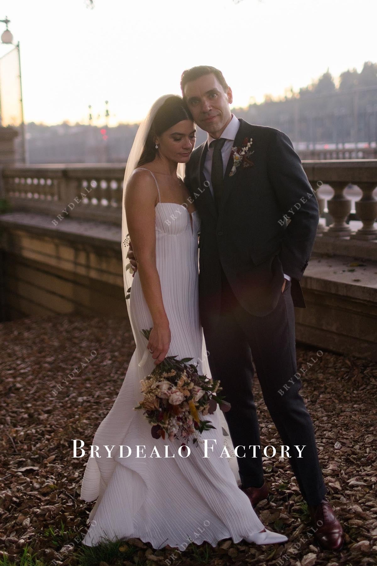 beaded straps mermaid wedding dress