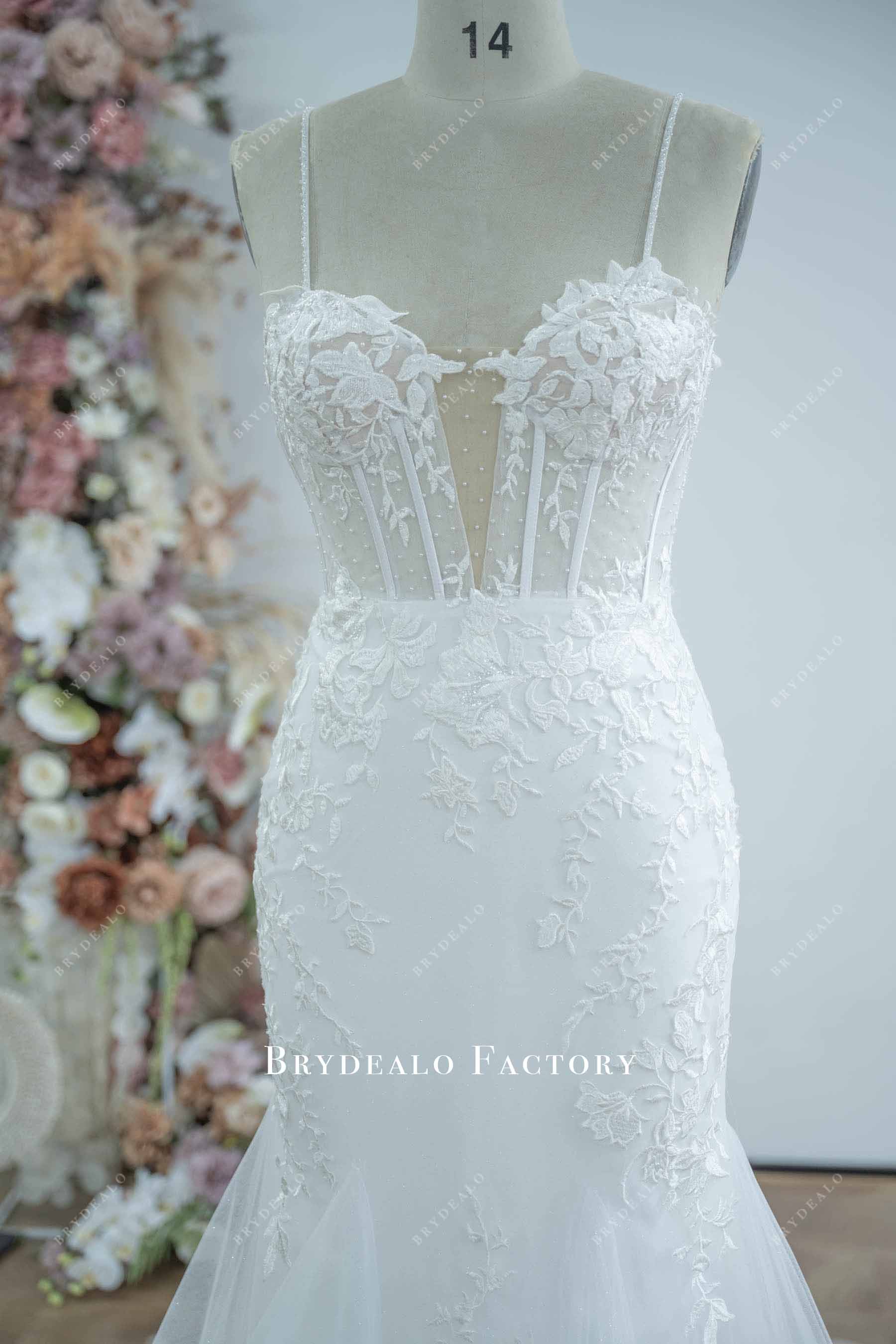 beaded straps sweetheart neck wedding dress