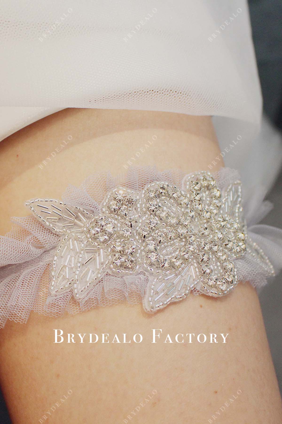beaded tulle bridal garter