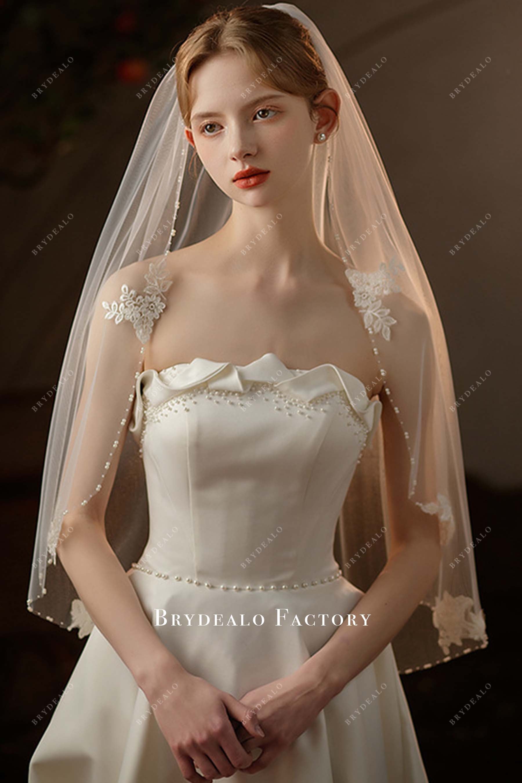 beading lace tulle bridal veil