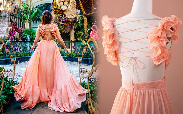 Vic Carmen Sonne 2025 Oscars Orange Sequined Trumpet Dress