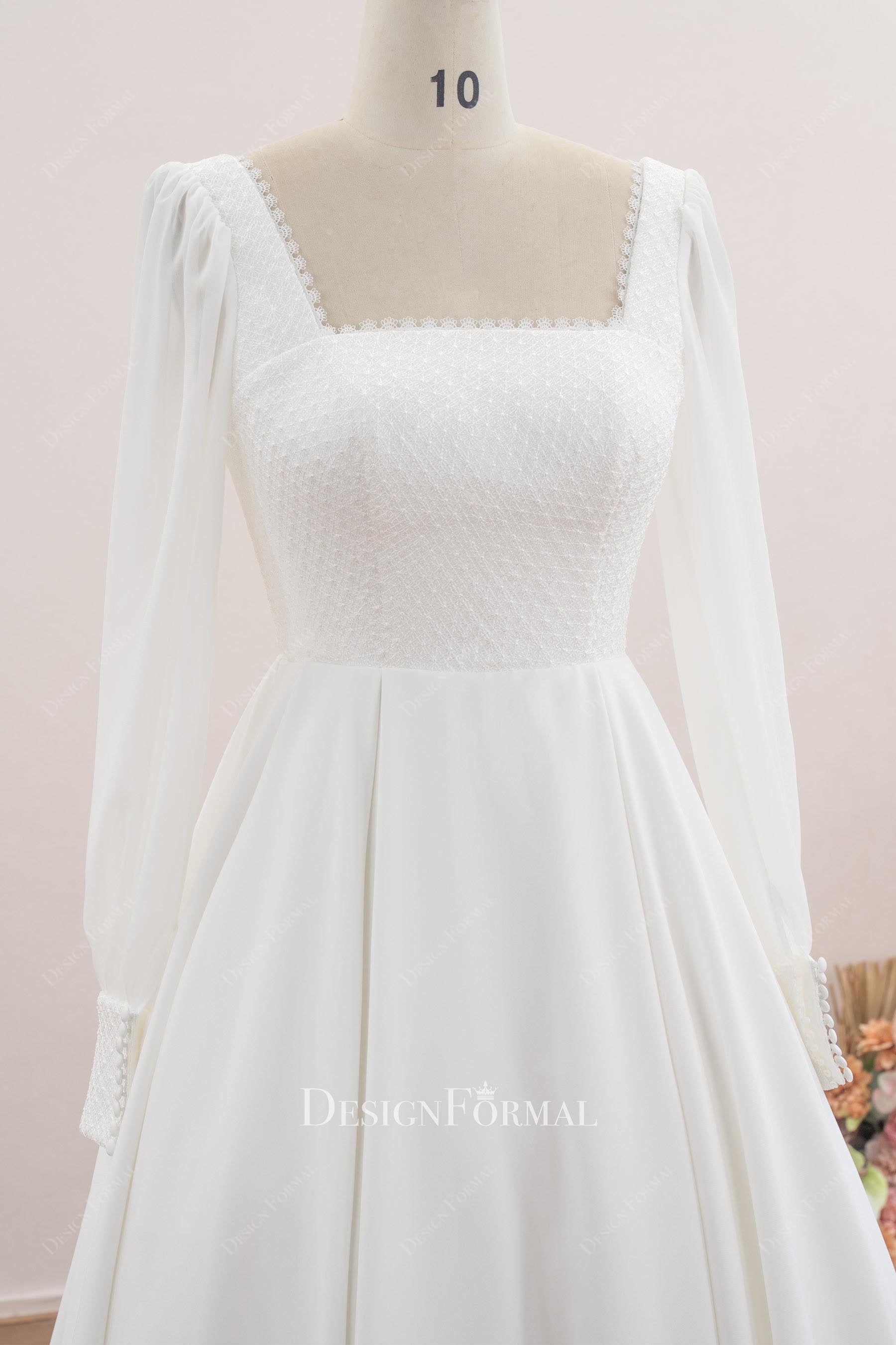 bishop long sleeves vintage wedding dress