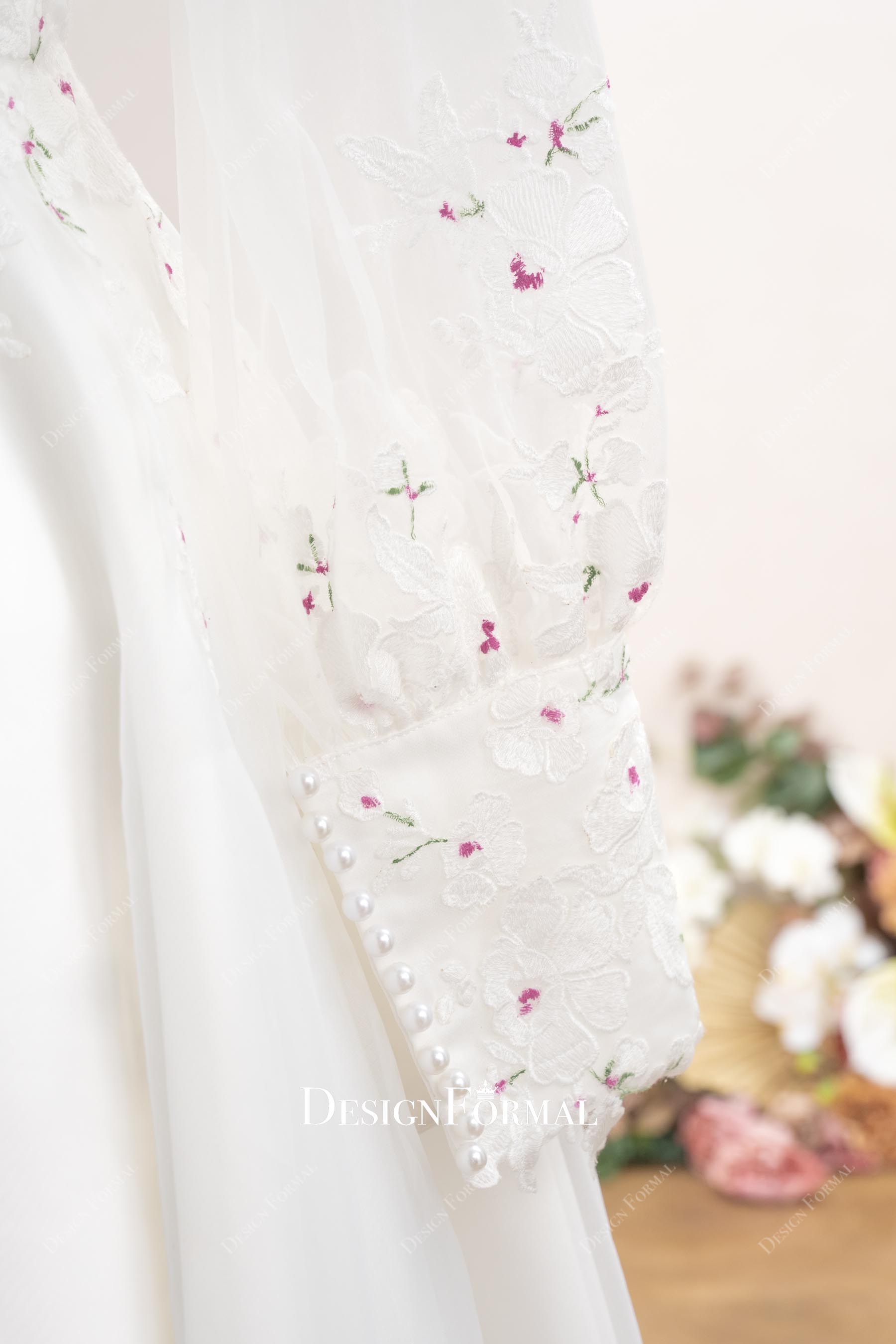 bishop sleeves lace wedding dress