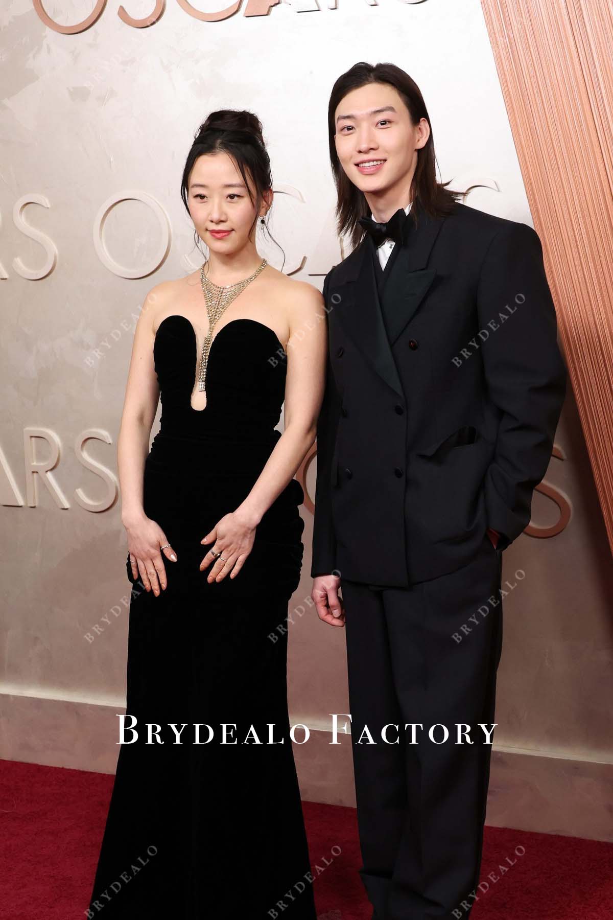 black Gia Kim 2025 Oscars red carpet floor length dress