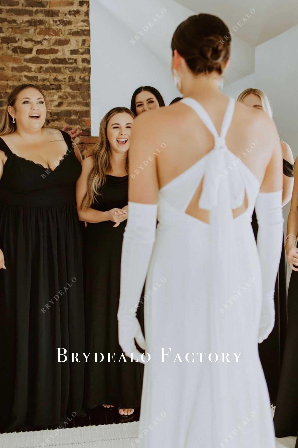 black chiffon long bridesmaid dress
