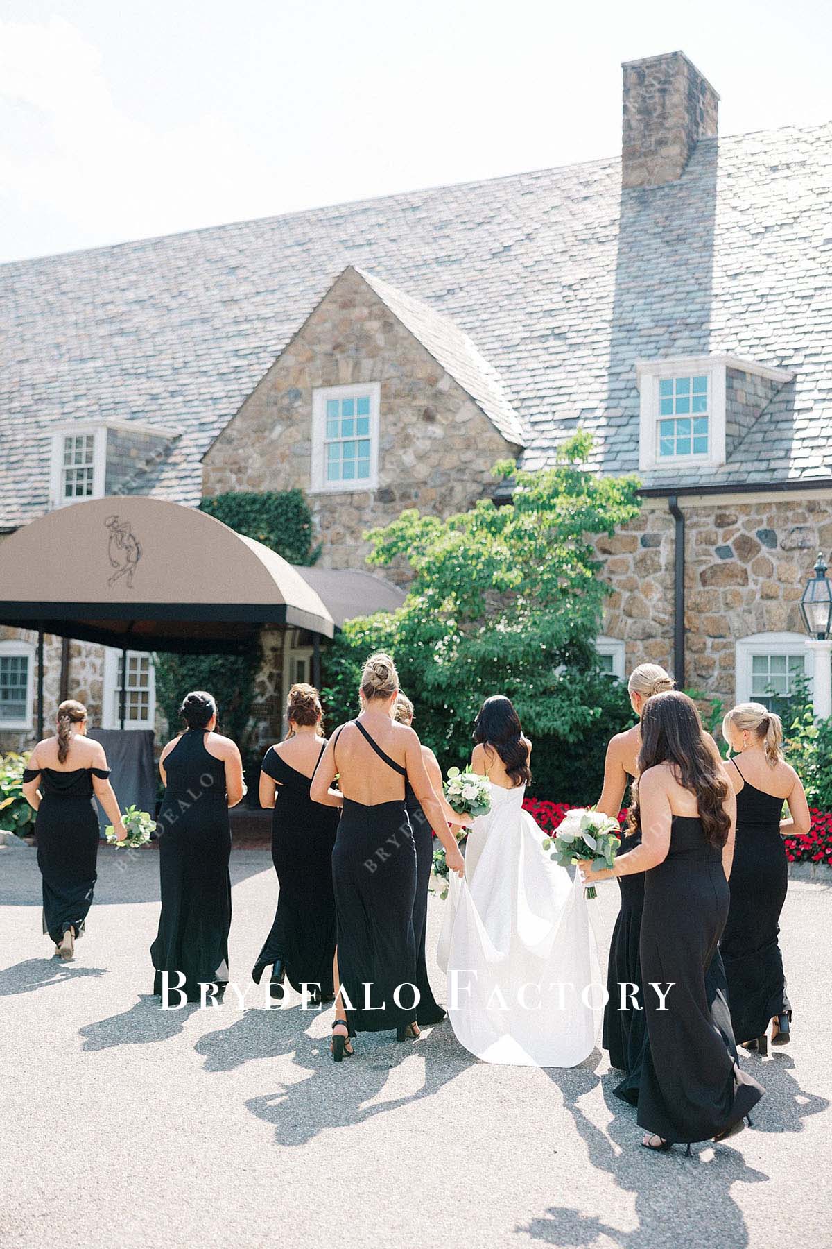 black customized mismatched bridesmaid dresses