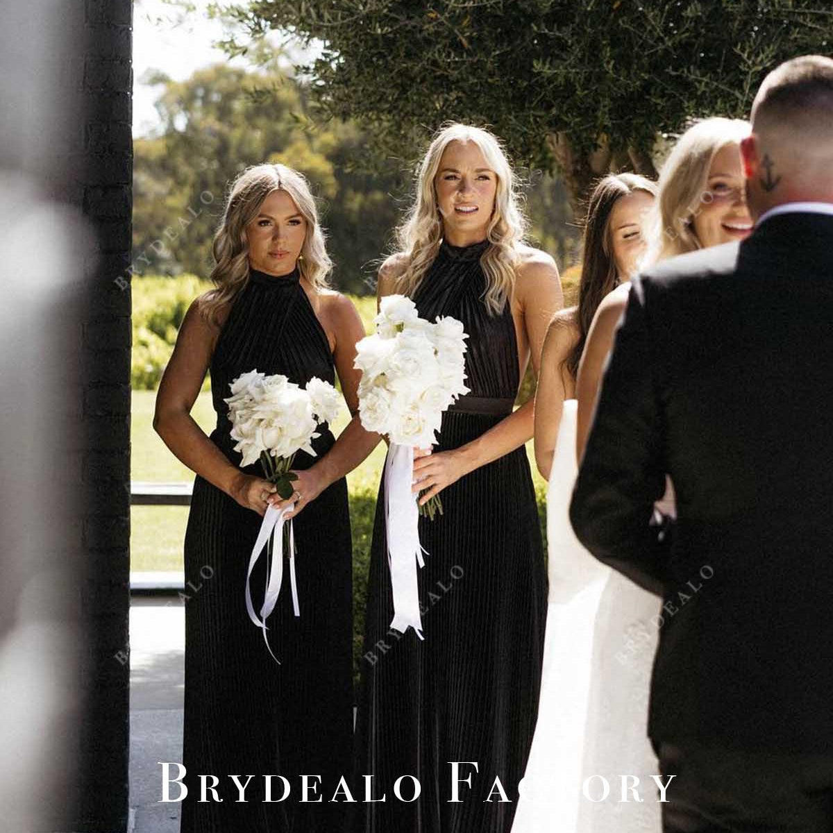 Black Halter Sleeveless Pleated A-Line Bridesmaid Dress Black Halter Sleeveless Pleated A-Line Bridesmaid Dress