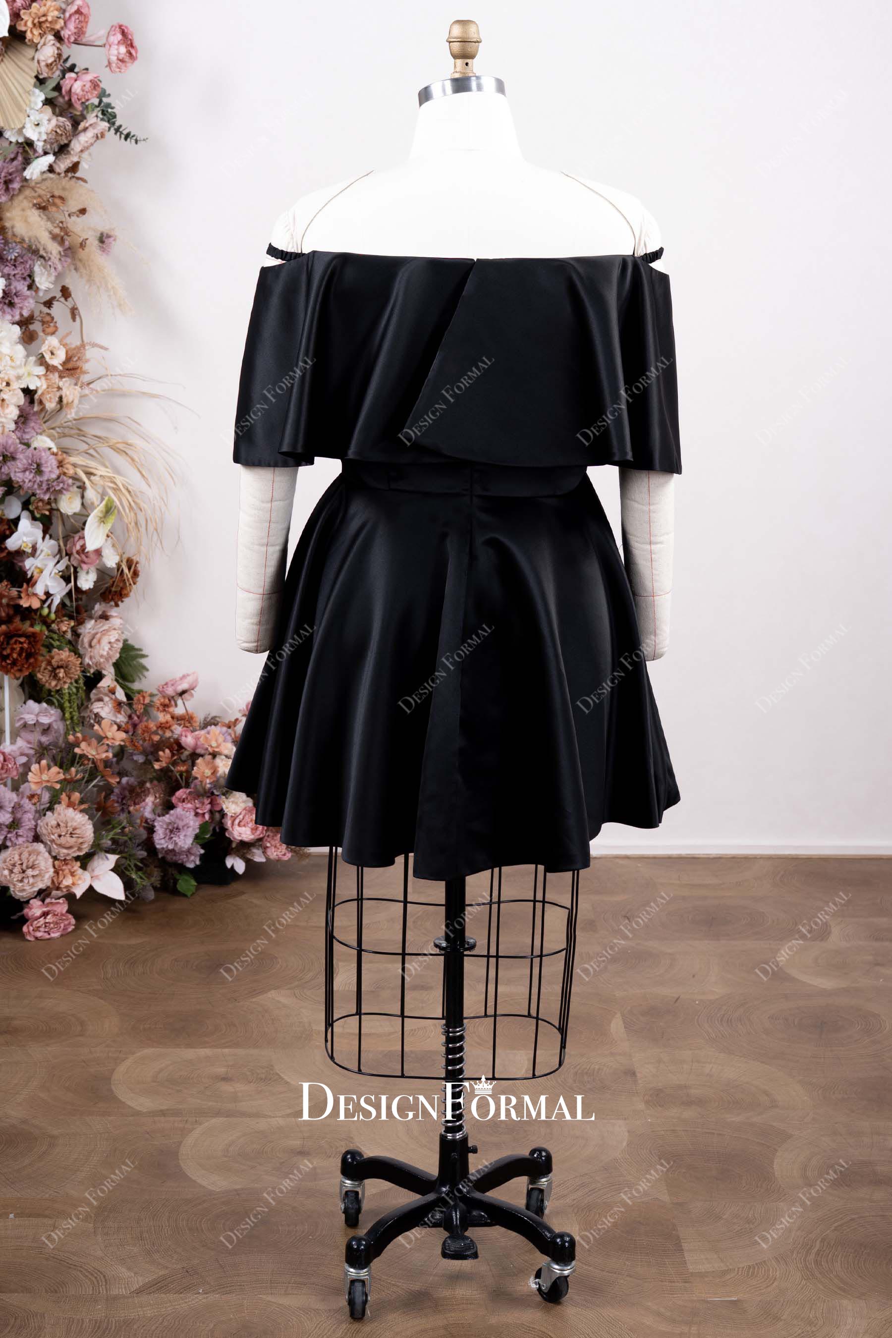 black off shoulder a line mini dress