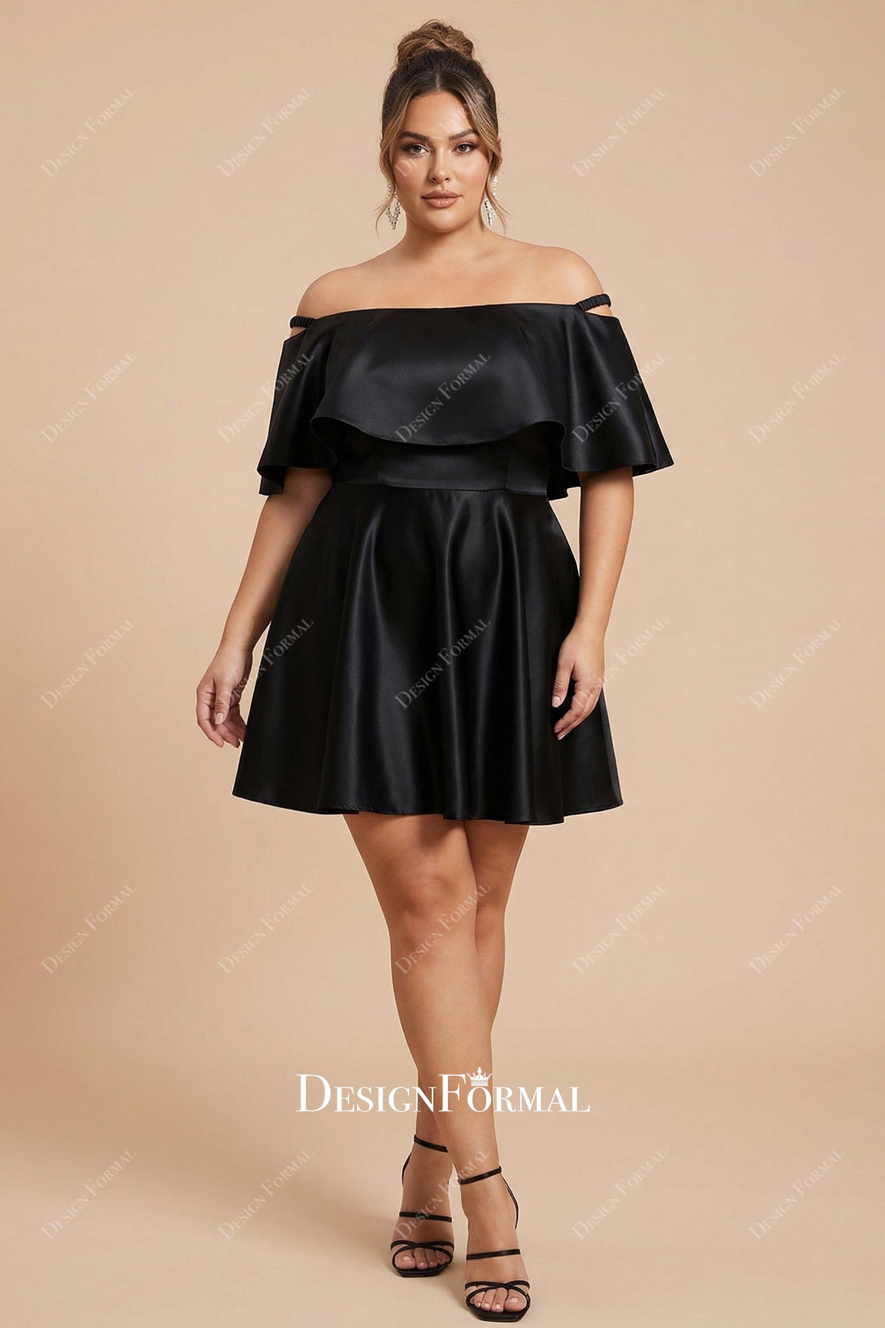 black off shoulder mini party dress