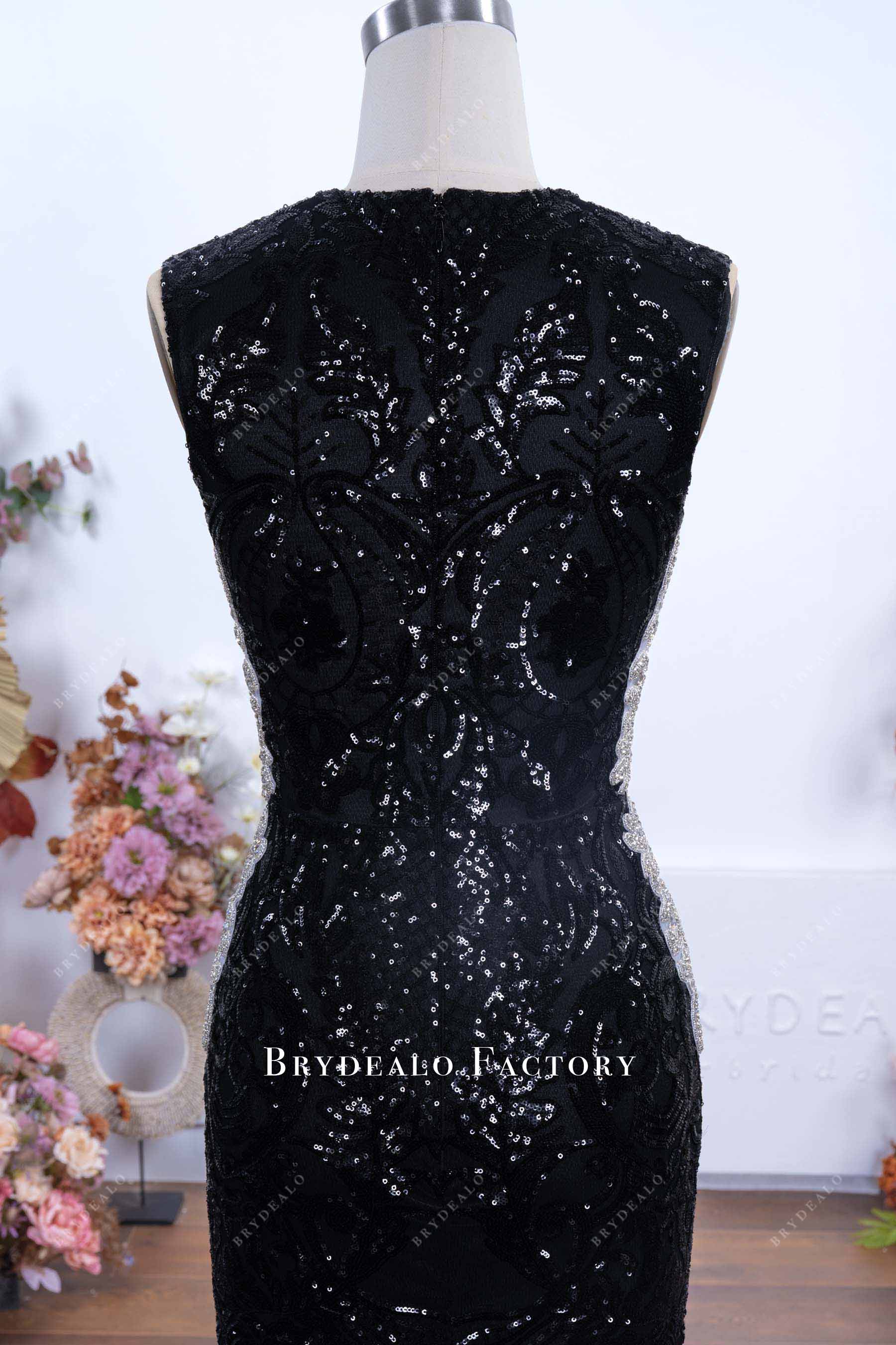 black sequin back prom dress