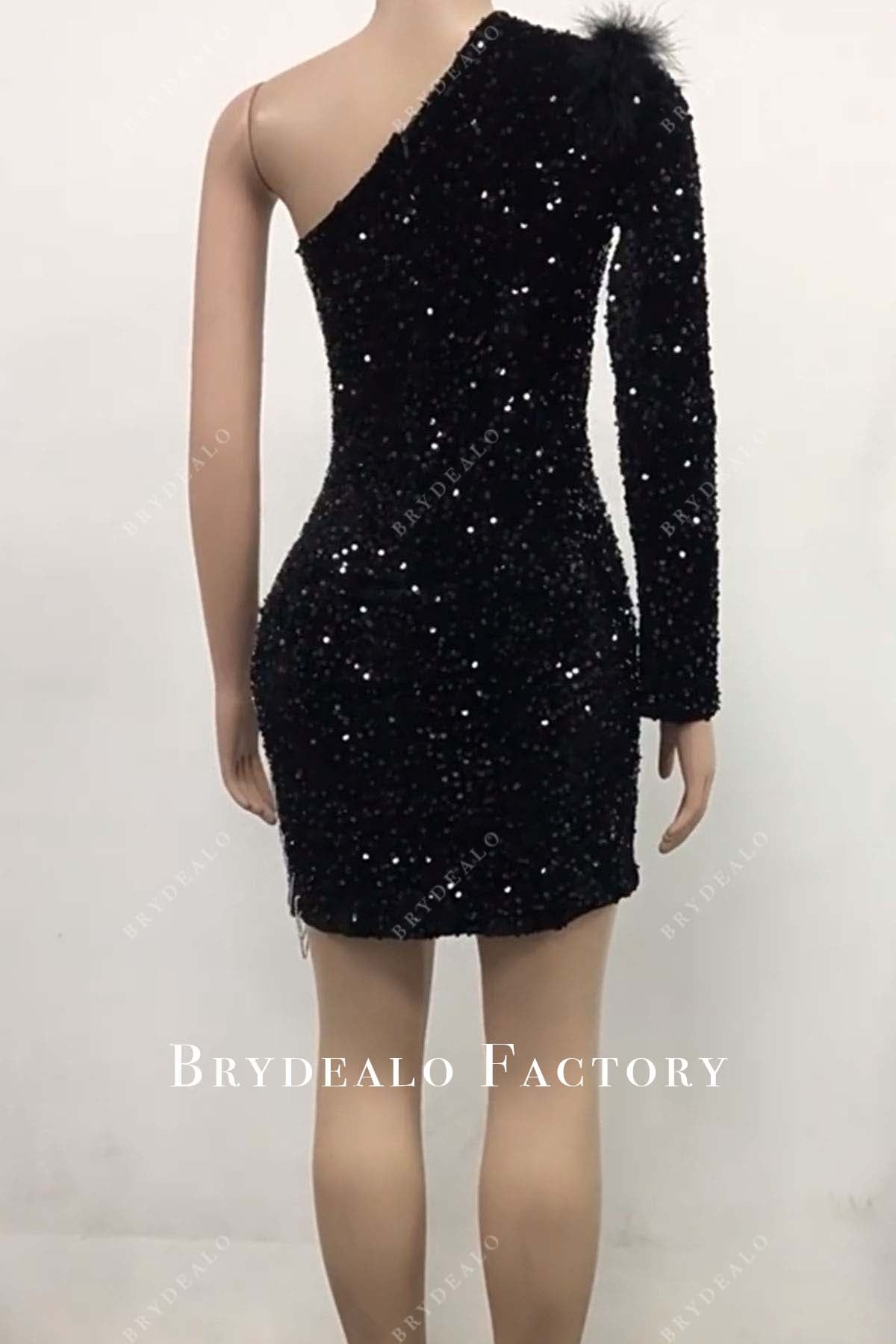 black sequined short mini prom dress