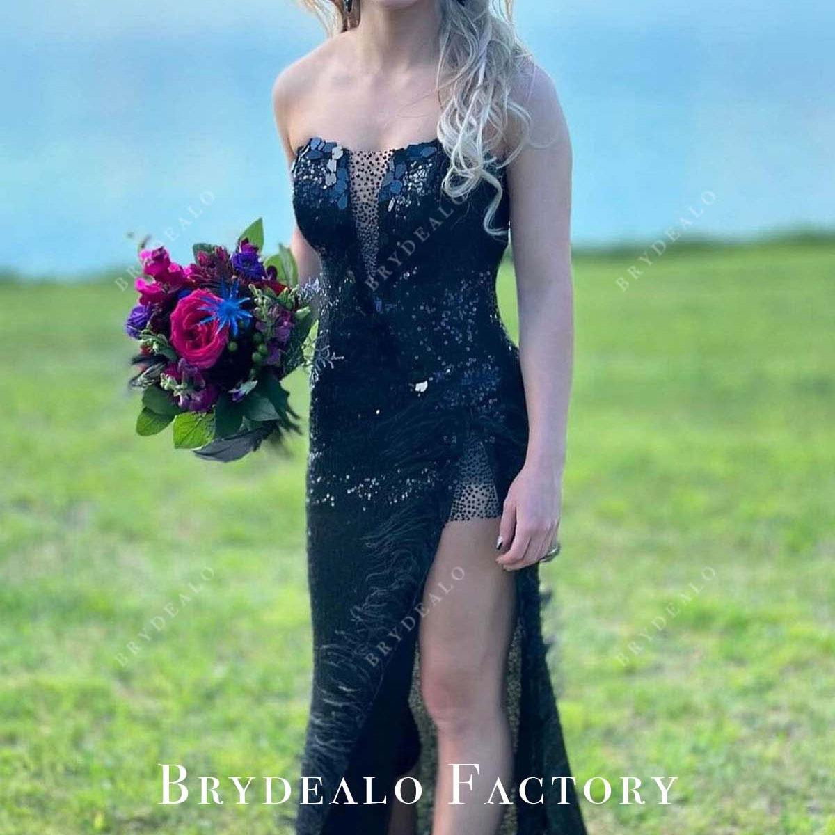 Homecoming Dress | Glitter Black Strapless Slit Mermaid Formal Gown Homecoming Dress | Glitter Black Strapless Slit Mermaid Formal Gown