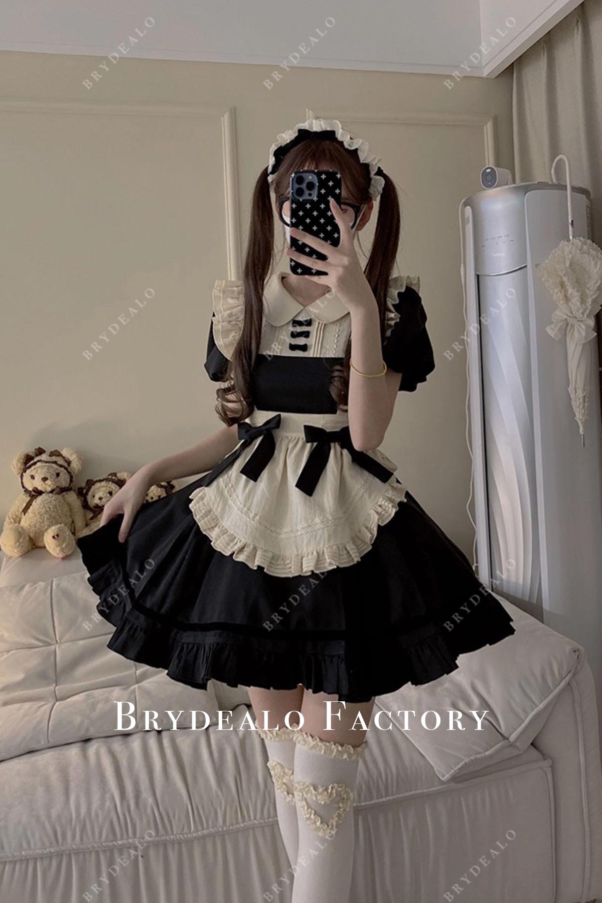 black short sleeves a line maid lolita dress