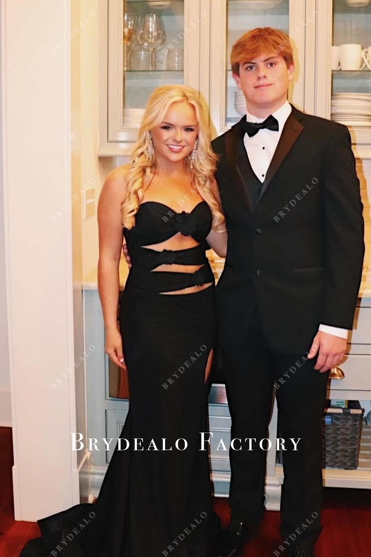 black strapless mermaid homecoming dress